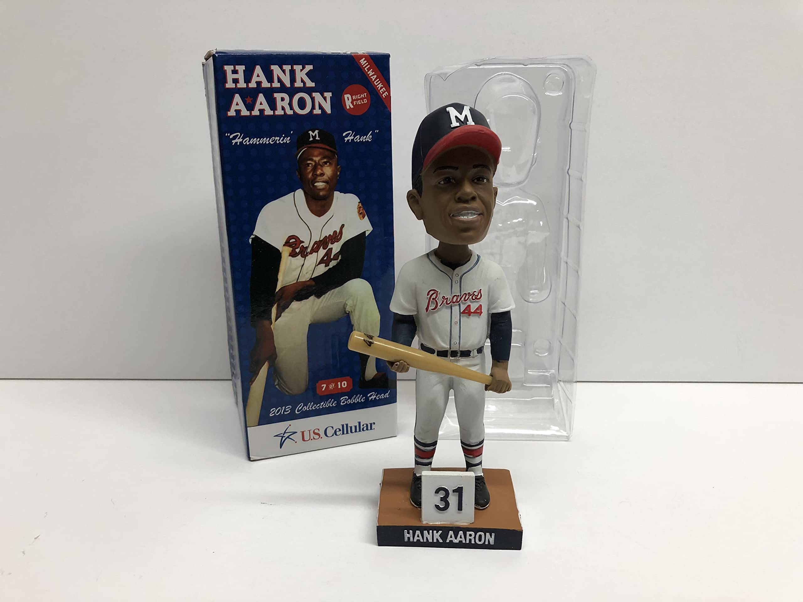 Hank Aaron 2013 Milwaukee Braves Hammering Hank Bobblehead SGA Collectible - Perfect for Baseball Fans, Sports Memorabilia Collectors & Home Office Decor