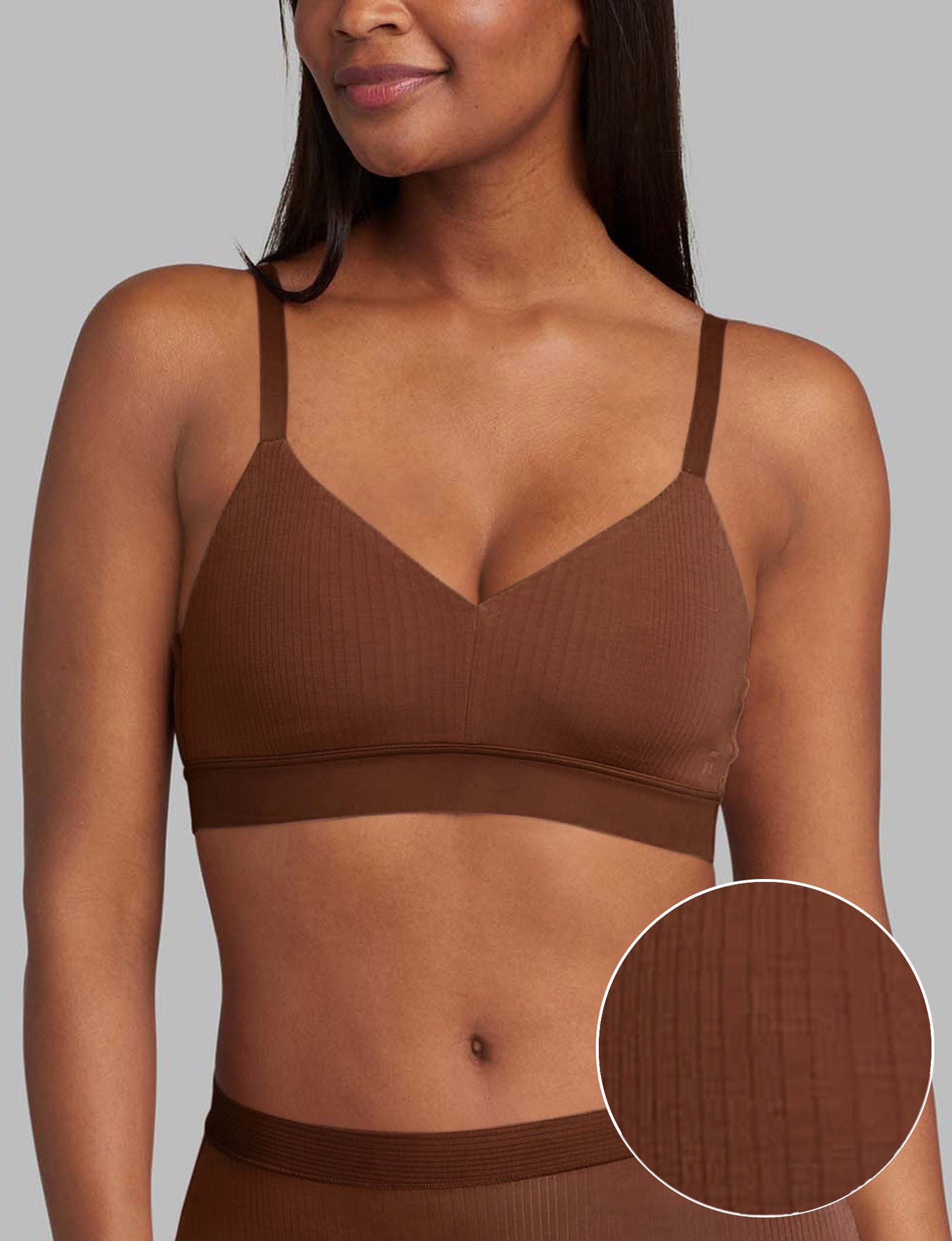 Second Skin Luxe Rib Triangle Bralette - Wireless Comfort Bra for Women, Seamless Soft Stretchy Bralette for Everyday Wear, Lounge, Yoga & Sleep