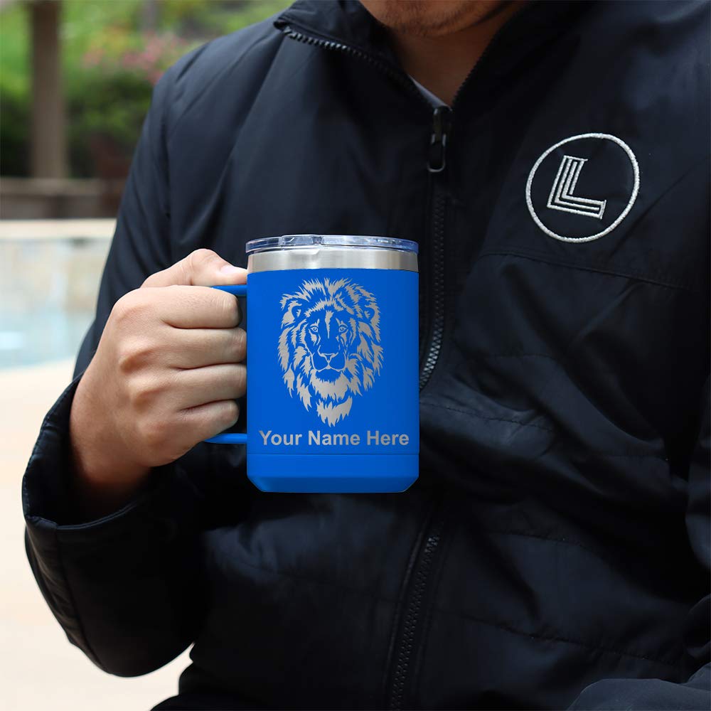 LaserGram 15oz Vacuum Insulated Stainless Steel Coffee Mug with Personalized Engraving - Leakproof Travel Tumbler for Hot & Cold Drinks - Perfect Gift for Grandson (Dark Blue) - Ideal for Office, Commuting & Outdoor Activities