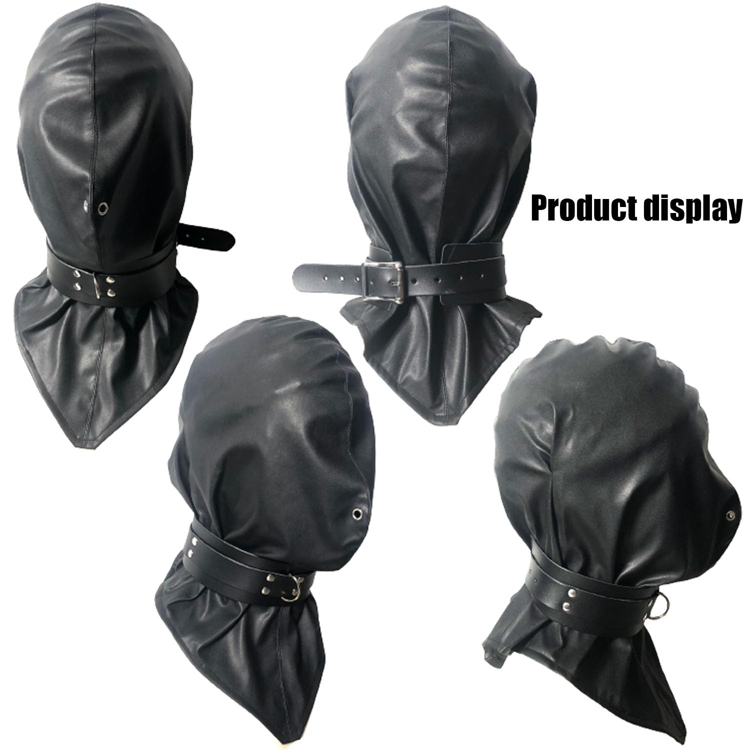 BDSM Bondage Hood - Adjustable Leather Blindfold Mask with Collar for Sensory Play | Fetish Head Cover for Adults | SM Restraint Gear for Roleplay & Sensory Deprivation