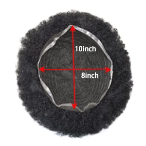 Full Lace Afro Toupee for Black Men - 8x10 Kinky Curly Virgin Human Hair System with Natural Hairline (Jet Black +20% Grey, 6mm) - Perfect for African American Men's Hair Replacement & Styling