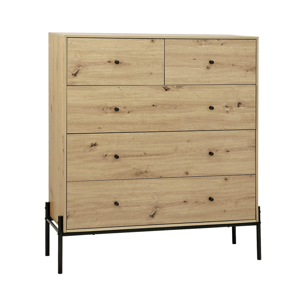 5-Drawer Chest of Drawers - ARNO Pine Solid Wood Dresser for Bedroom & Living Room Storage | Modern Farmhouse Furniture for Organizing Clothes, Linens & Home Essentials