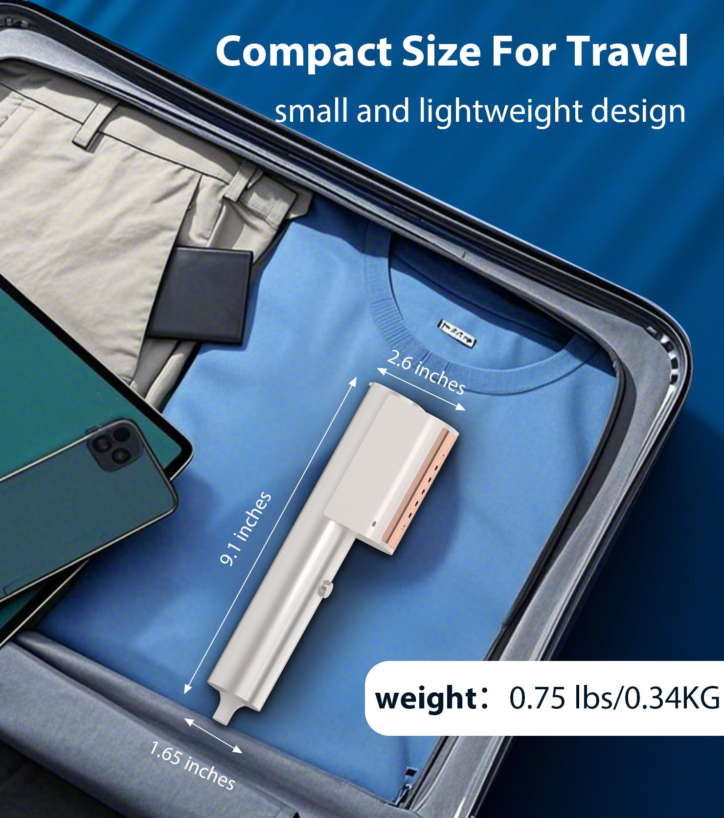 Portable Handheld Garment Steamer for Clothes - Mini Travel Steamer Iron for All Fabrics, Wrinkle Remover for Home, Office & Suitcases - Perfect for Business Trips, Weddings & Daily Outfits
