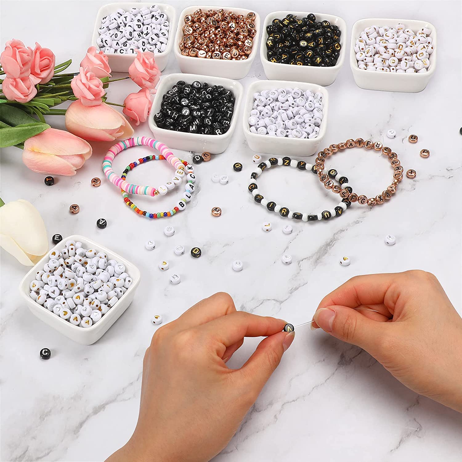 Vibrant Translucent Acrylic Russian Alphabet Beads for DIY Bracelets & Jewelry Making - 0.3