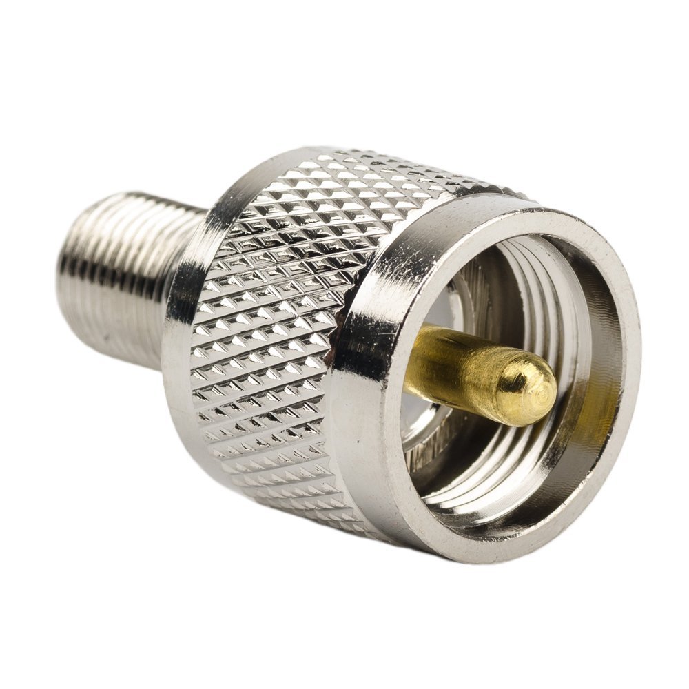 2-Pack UHF Male to F Female Coaxial Adapters - High-Quality RF Connectors for CCTV, TV Antenna, Satellite & Ham Radio Installations