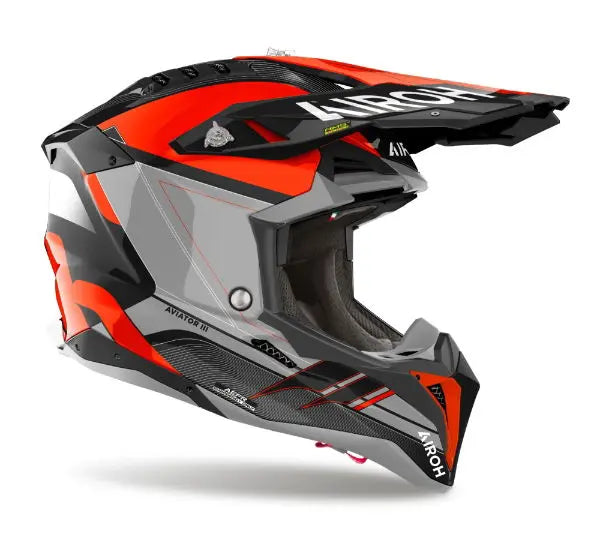 Airoh Aviator 3 Saber Gloss Orange Motorcycle Helmet - DOT & ECE Certified for Street & Racing - Lightweight & Ventilated for Comfort - Perfect for Urban Commuting & Track Days