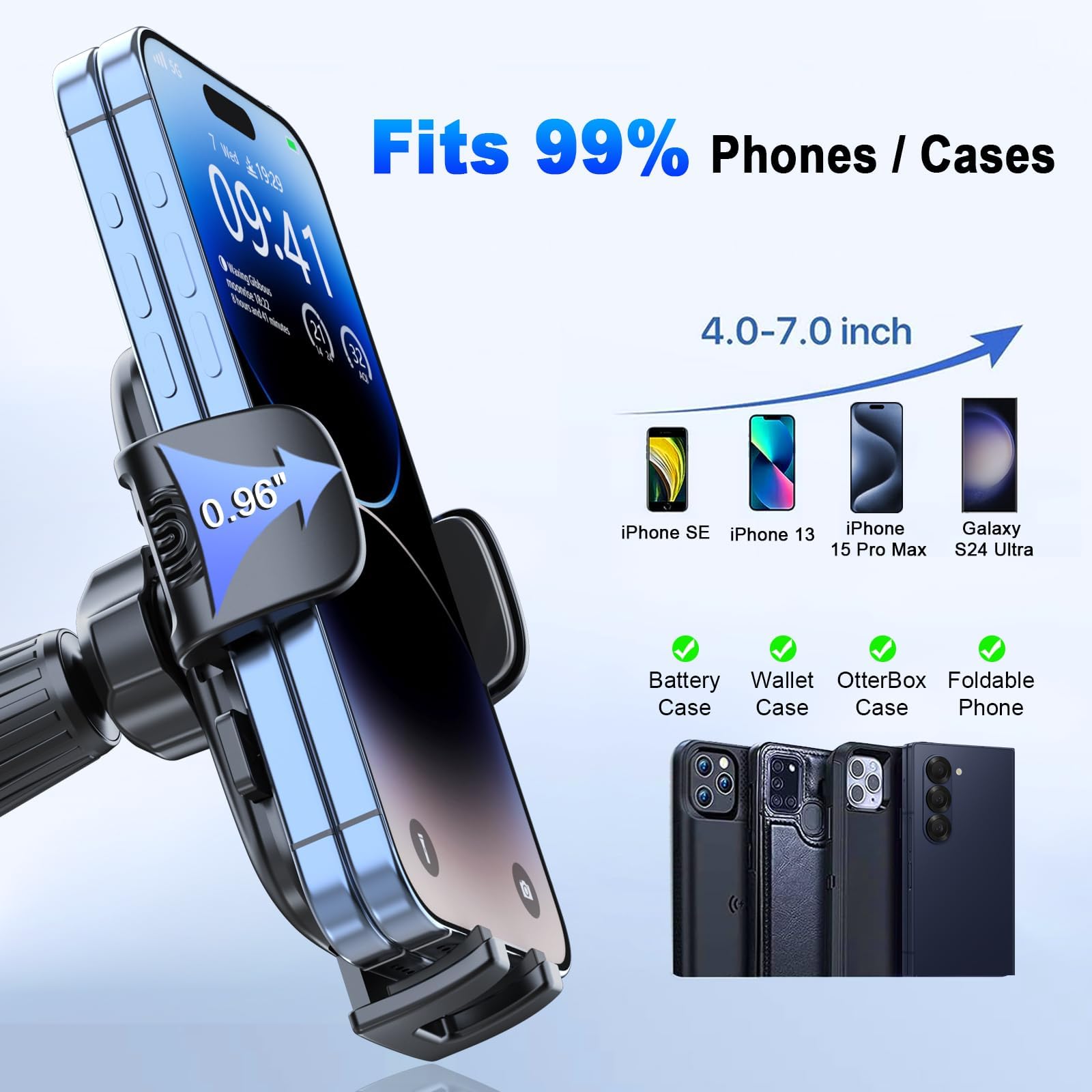 2025 Upgraded Car Phone Mount Holder - Universal Dashboard Windshield Vent Clip for iPhone 16/15 Pro Max/14/13/12/X & Samsung Galaxy S24/S23 (Works with Thick Cases) - Perfect for Road Trips, Uber/Lyft Drivers & Hands-Free Navigation