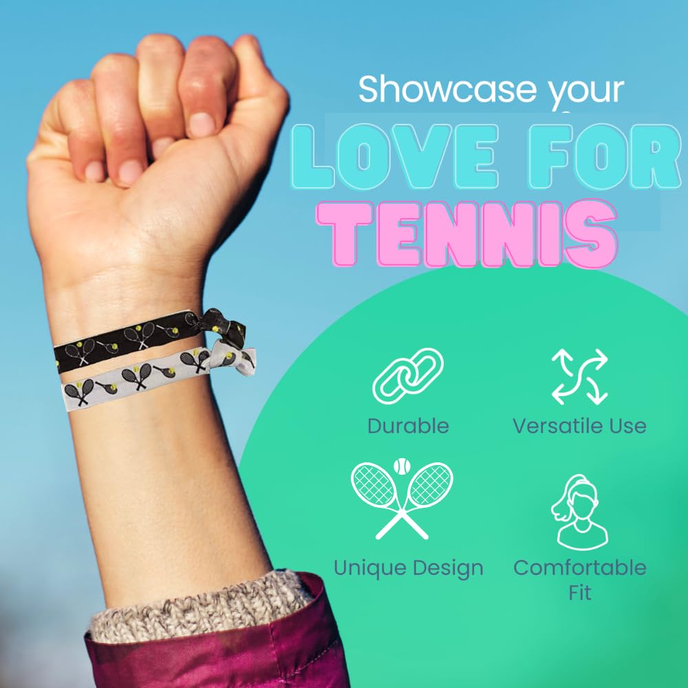 Sportybella No Crease Tennis Hair Ties for Girls - 6 Pack (Black/White) - Perfect for Young Players & Active Lifestyles