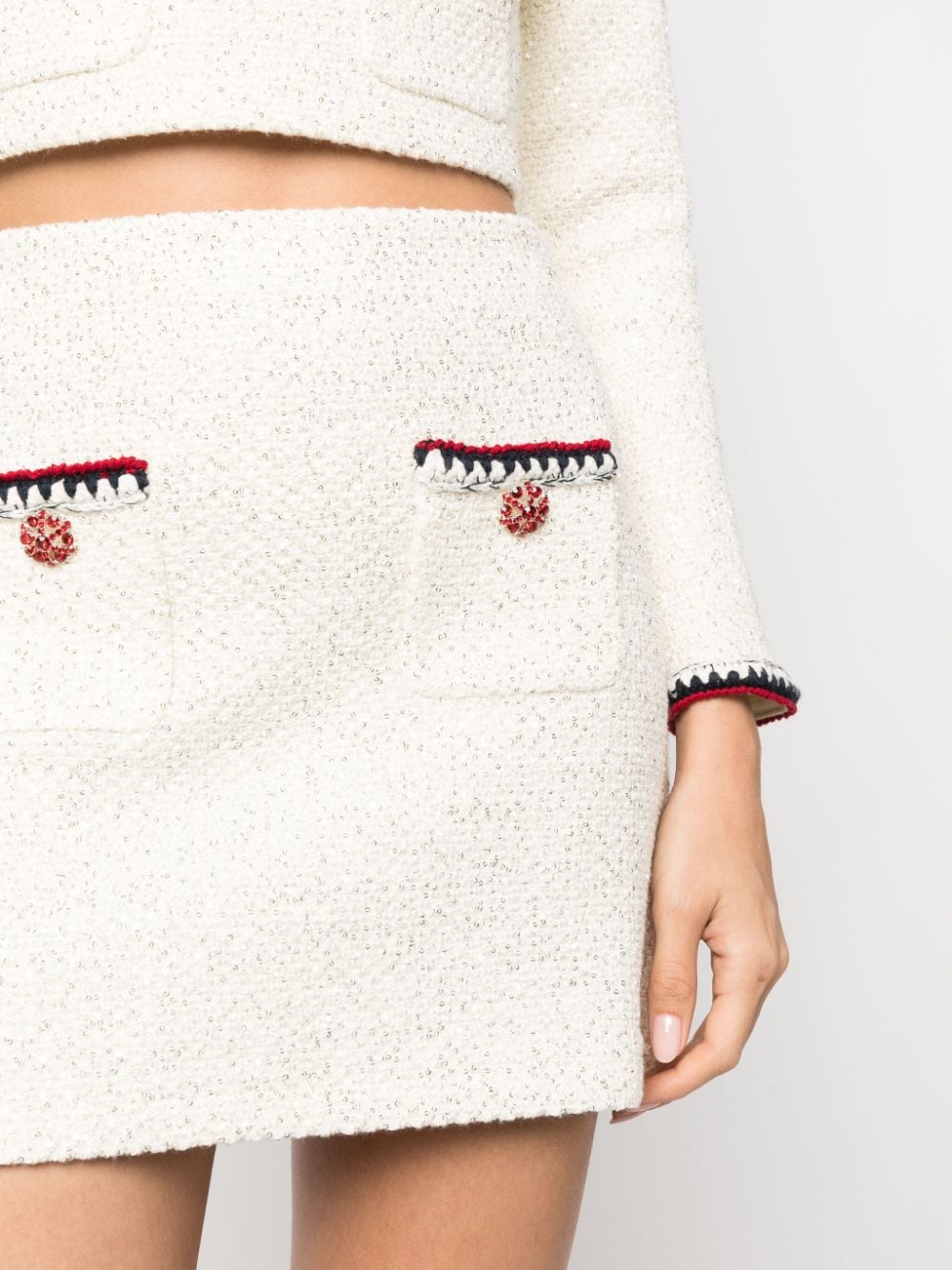 Elegant Cream Sequin Knit Skirt for Women - Perfect for Parties, Weddings & Special Occasions