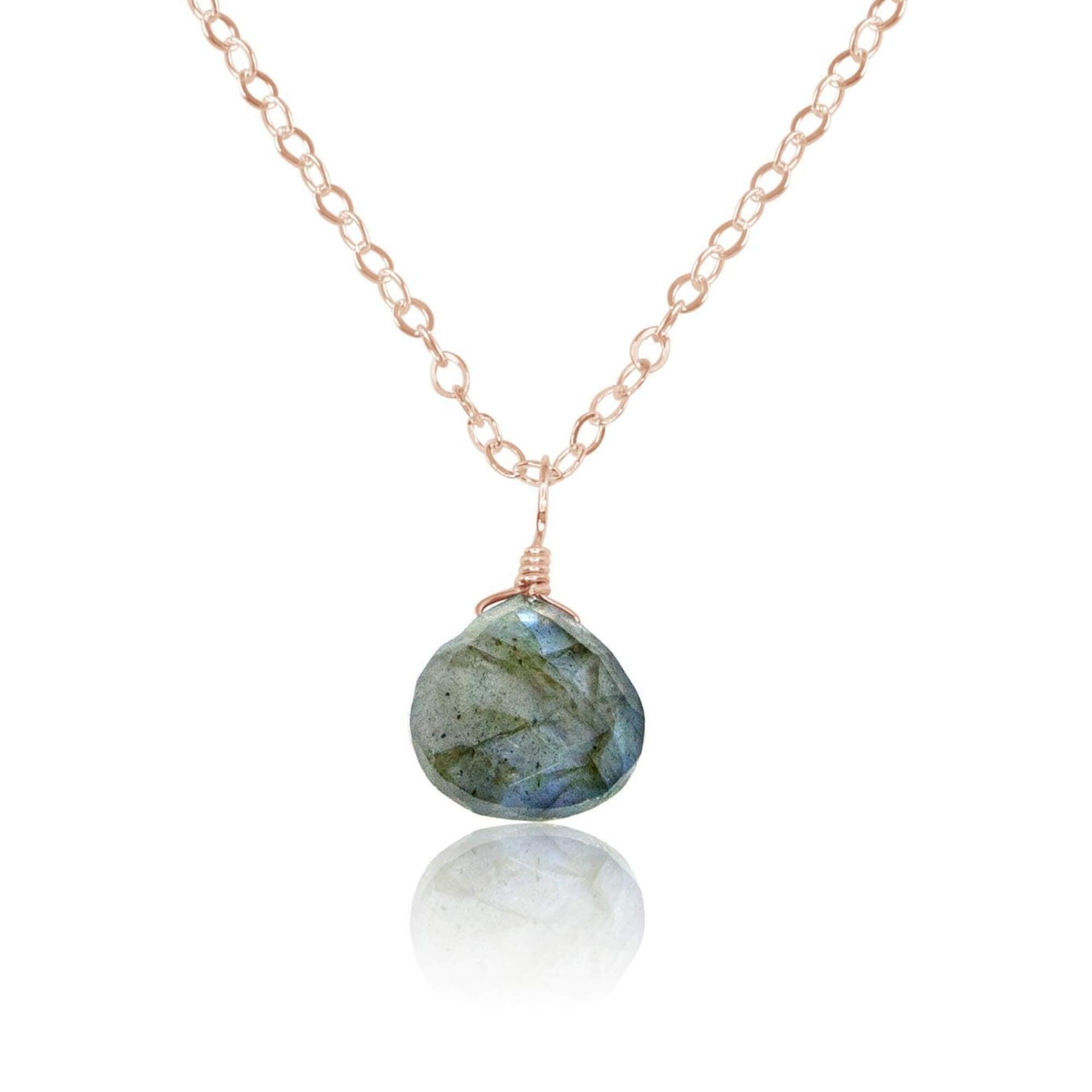 Labradorite Teardrop Crystal Pendant Necklace - Healing Stone Jewelry for Women, Spiritual Protection & Energy Balance | Perfect for Meditation, Yoga & Everyday Wear
