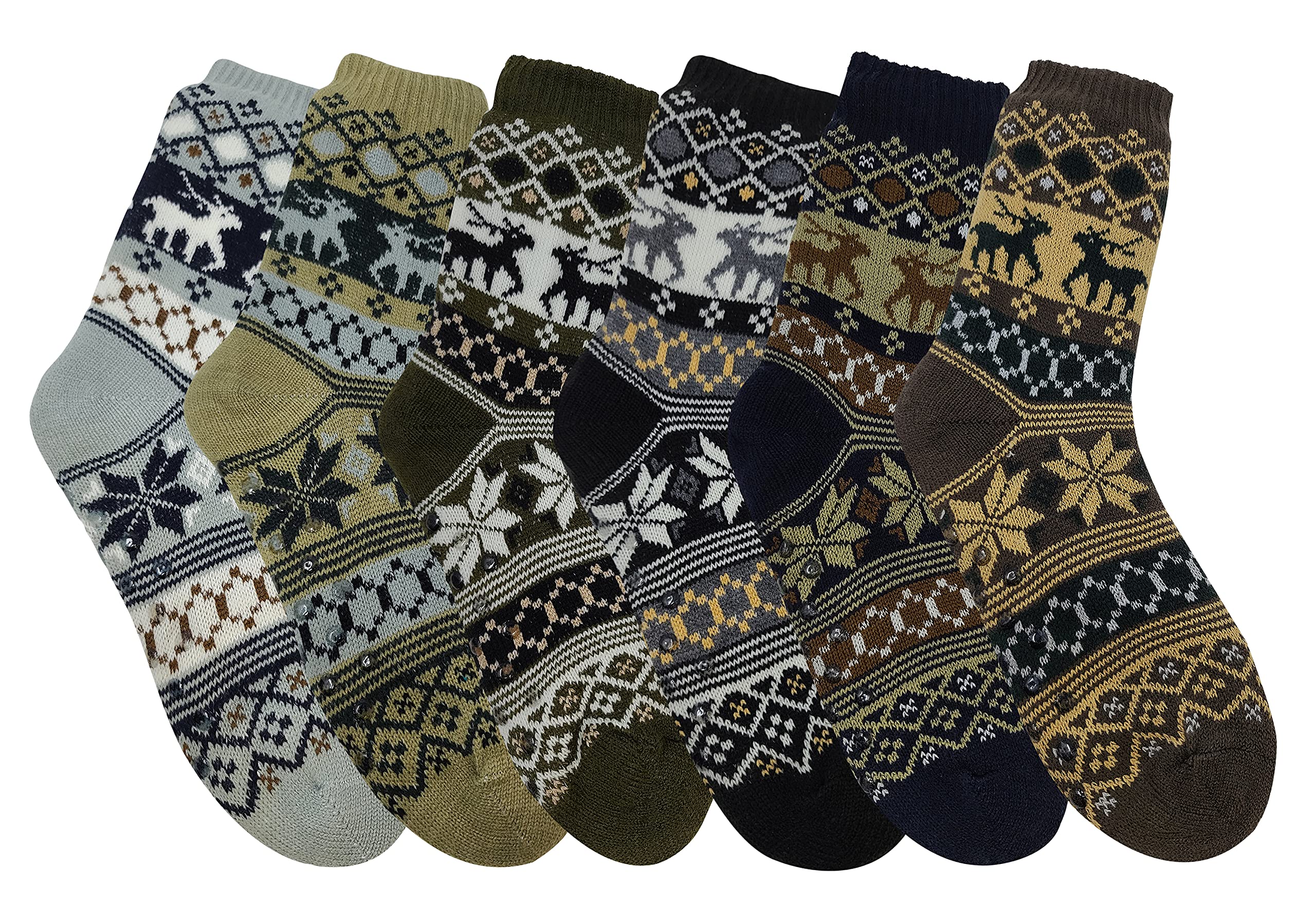 6 Pairs Men & Women's Sherpa Fleece Lined Winter Slipper Socks - Non-Slip Cozy Fuzzy Warm House Shoes for Christmas Gift & Cold Weather Indoor/Outdoor Use