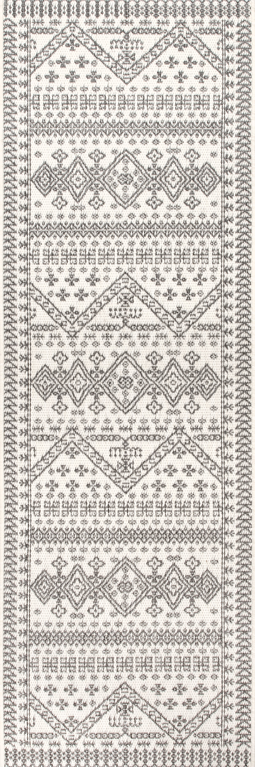 Luxury Diamond Bordered Indoor Outdoor Area Rug - Soft Ivory Carpet for Living Room, Bedroom, Patio & Deck | Home Decor & Floor Mat for High Traffic Areas
