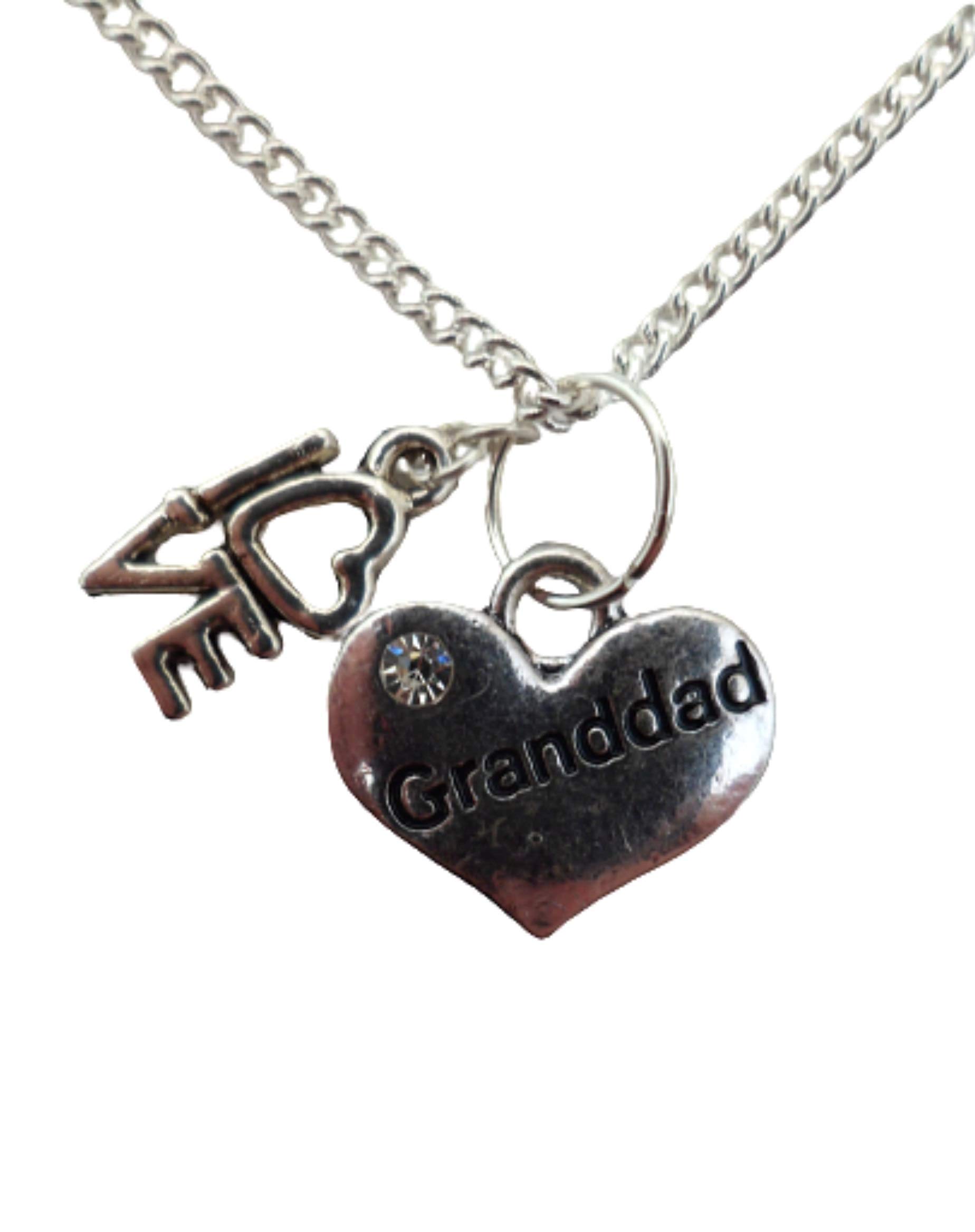Sterling Silver Plated Heart Charm Necklace for Grandfather - Elegant Jewelry Gift for Dad, Grandpa, or Loved Ones - Perfect for Father's Day, Birthday, Anniversary & Special Occasions