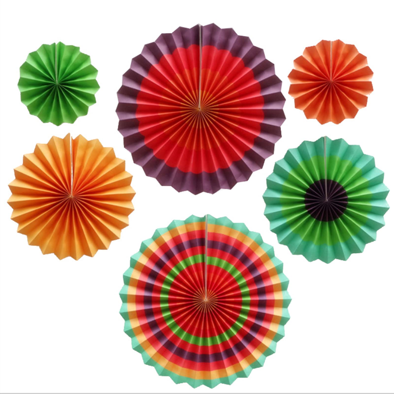 Jarcgoer 6-Piece Paper Fan Flowers Set - DIY Hanging Pinwheels for Wedding, Birthday & Christmas Party Decorations | Colorful Paper Craft Fan Decor for Home, Garden, and Event Centerpieces