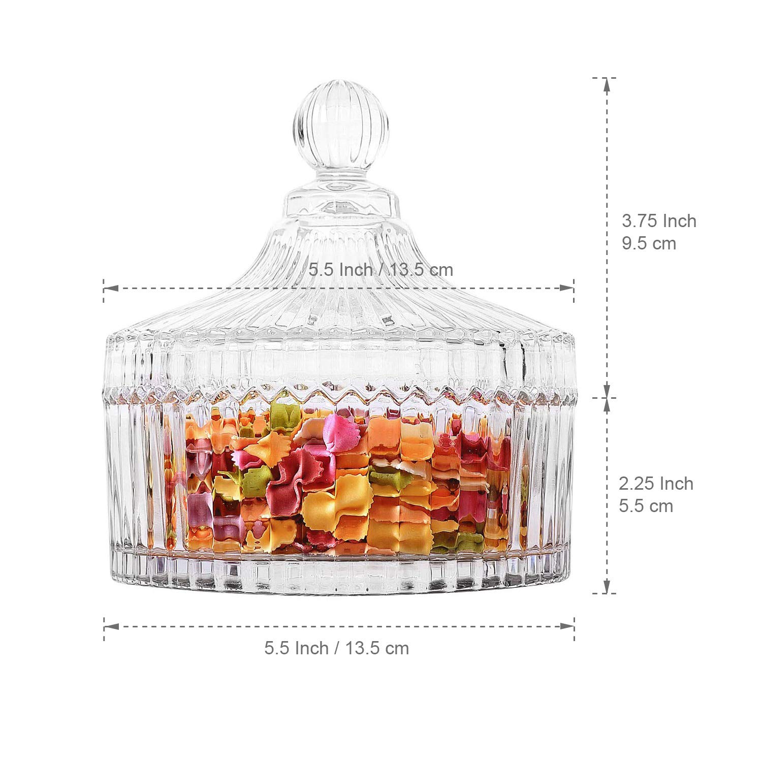 ComSaf 3-Piece Glass Candy Dish Set with Lid - Decorative Crystal Candy Jar for Home, Office, Desk | Perfect for Parties, Weddings & Gift Giving
