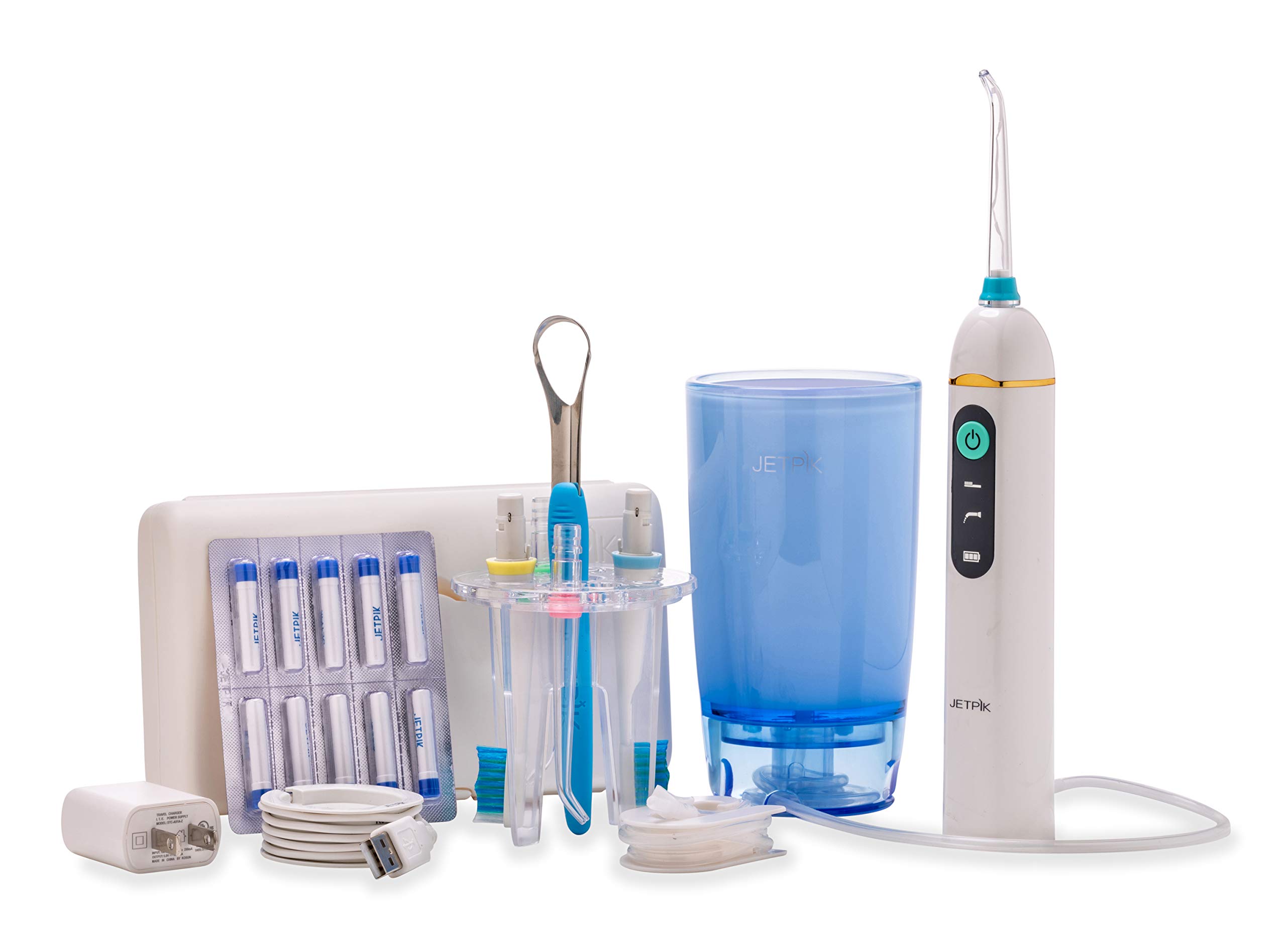 Jetpik JP200-Elite+ Cordless Water Flosser & Sonic Toothbrush Combo - Rechargeable Oral Irrigator with Patented Pulsating Technology for Deep Cleaning - Perfect for Travel, Home & Dental Care