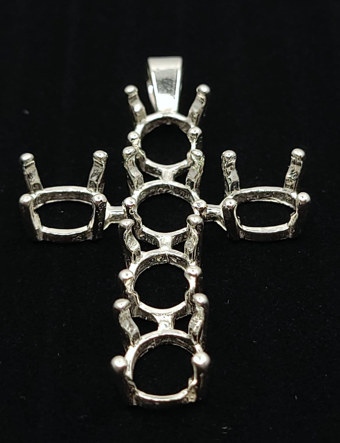 Solid Sterling Silver or 14K Yellow Gold Multi-Stone Oval Cross Pendant - Handmade in USA - Perfect for Religious Gifts, Baptism Jewelry & Everyday Faith-Based Accessories