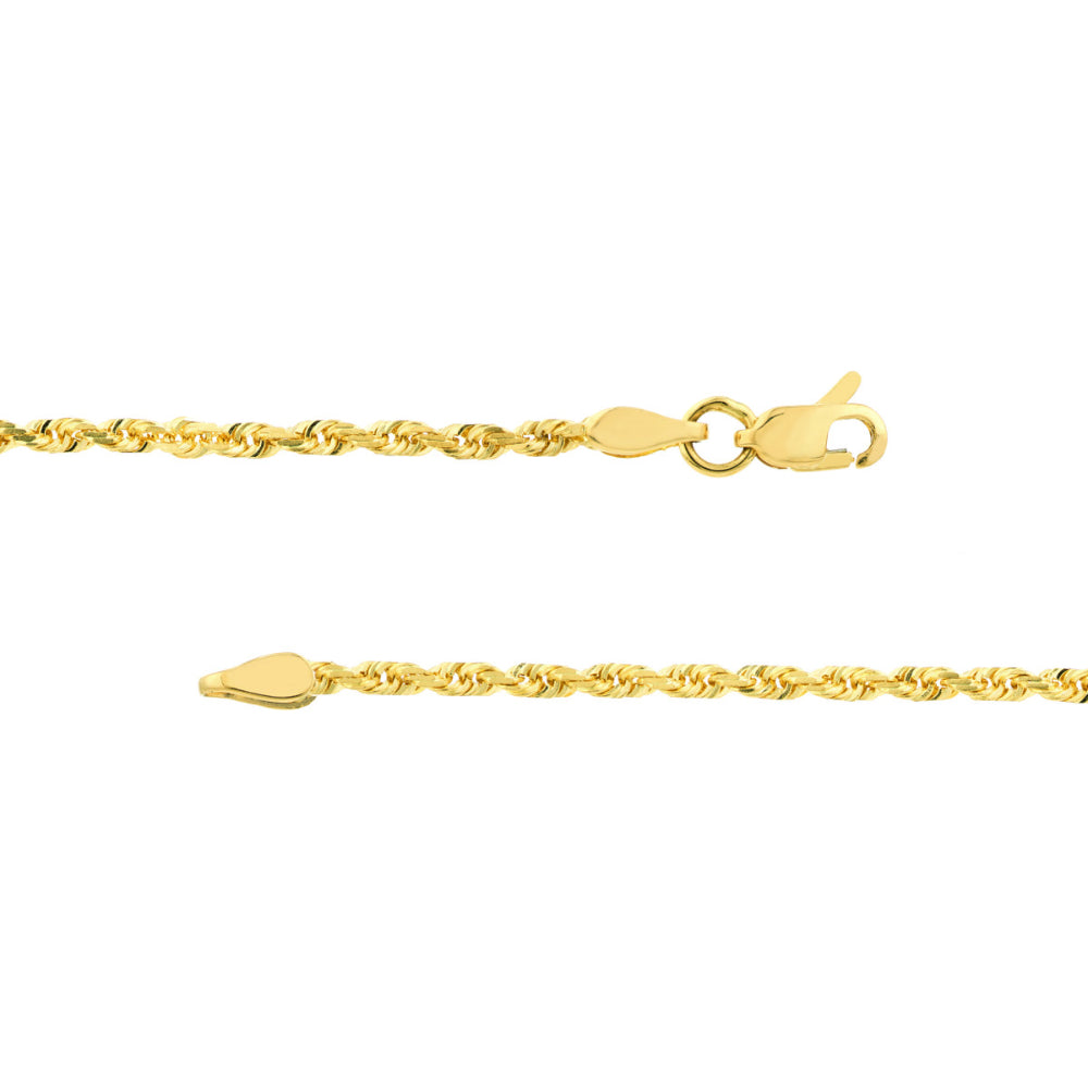 14K Gold 2.5mm Diamond Cut Rope Chain Necklace for Women - Elegant Layering Piece for Everyday Wear & Special Occasions