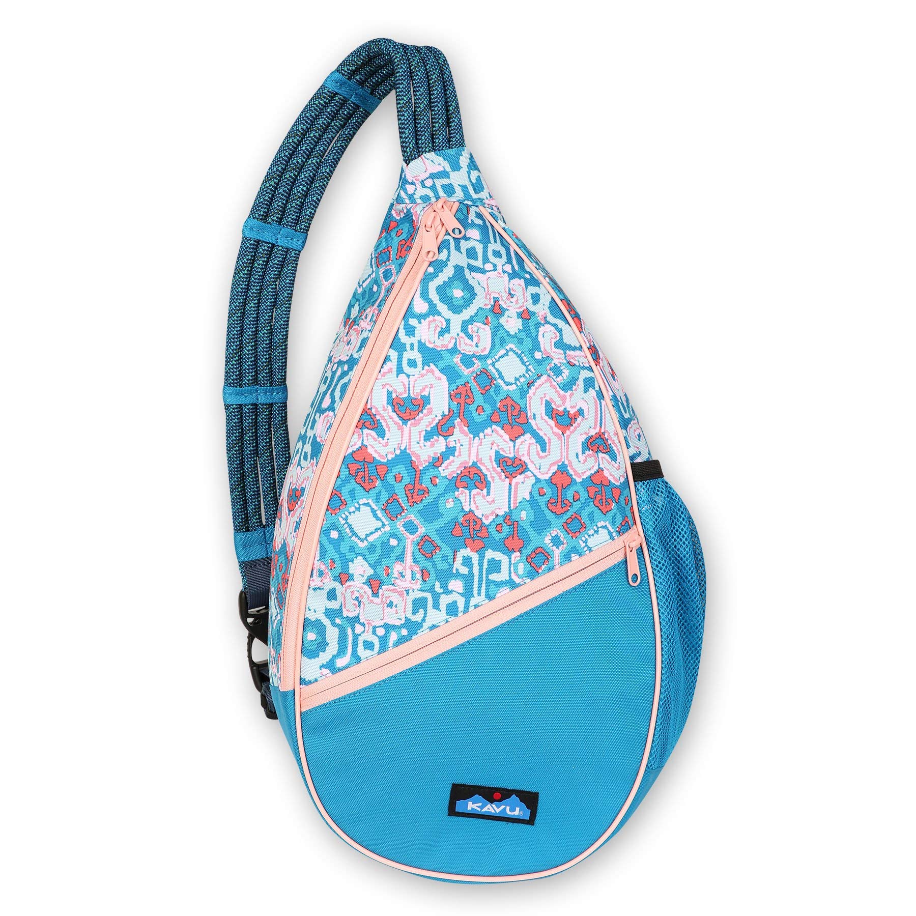 KAVU Paxton Pack Rope Sling Crossbody Bag - Aqua Montage | Lightweight & Durable Shoulder Bag for Men & Women | Perfect for Hiking, Travel & Everyday Use