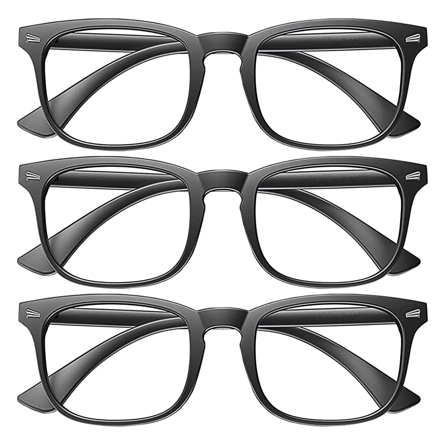 Blue Light Blocking Glasses 3 Pack - Anti Eye Strain for Computer, Gaming & Reading