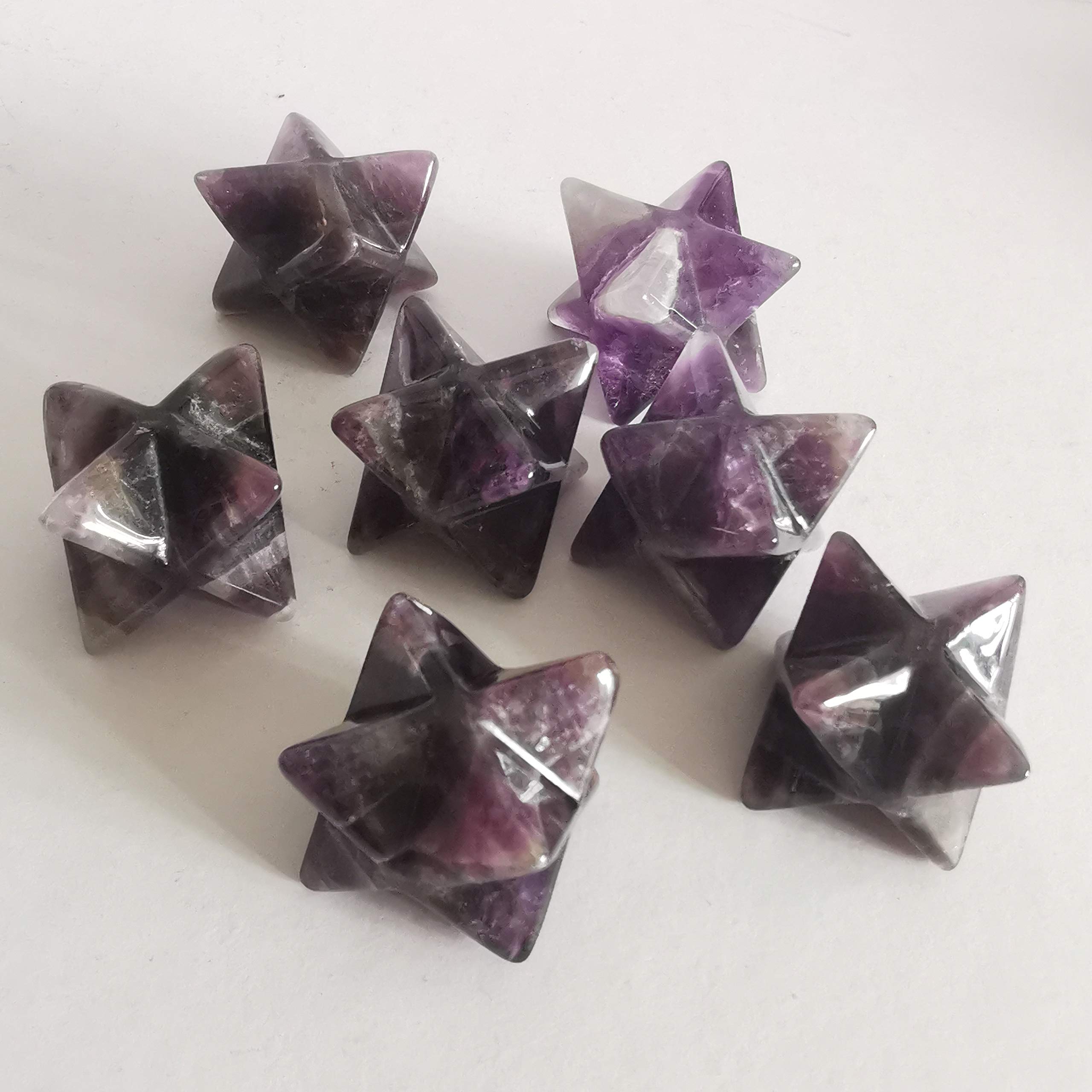 Natural Amethyst Merkaba Crystal - 1 Inch Six-Pointed Star for Chakra Healing, Energy Protection & Sacred Meditation | Perfect for Reiki, Yoga & Spiritual Practices