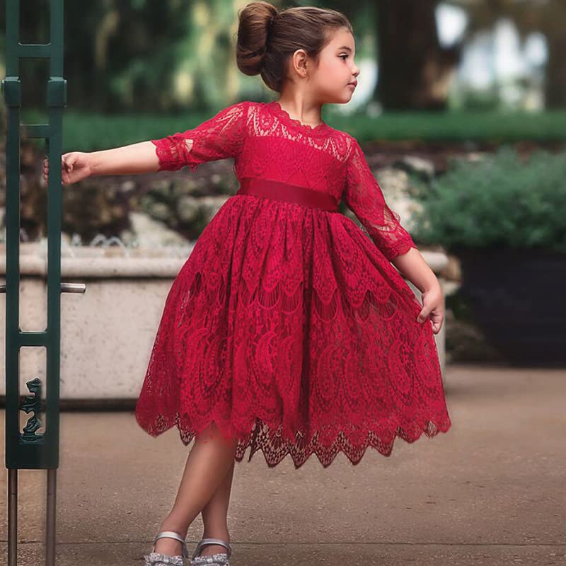 **Elegant Toddler Girl Lace Formal Dress - Flower Girl Princess Tulle Gown for Weddings, Birthday Parties & Pageants | Perfect for Special Occasions & Photo Shoots**