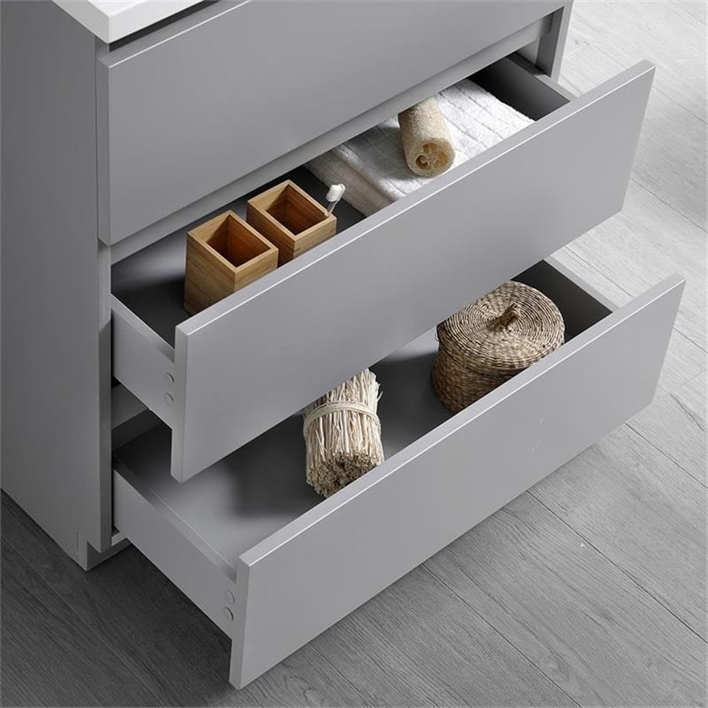 Fresca Lazzaro 30 Inch Gray Modern Bathroom Vanity with Medicine Cabinet - Free Standing Contemporary Design (Faucet Not Included) - Perfect for Small Bathrooms, Master Suites & Home Renovations