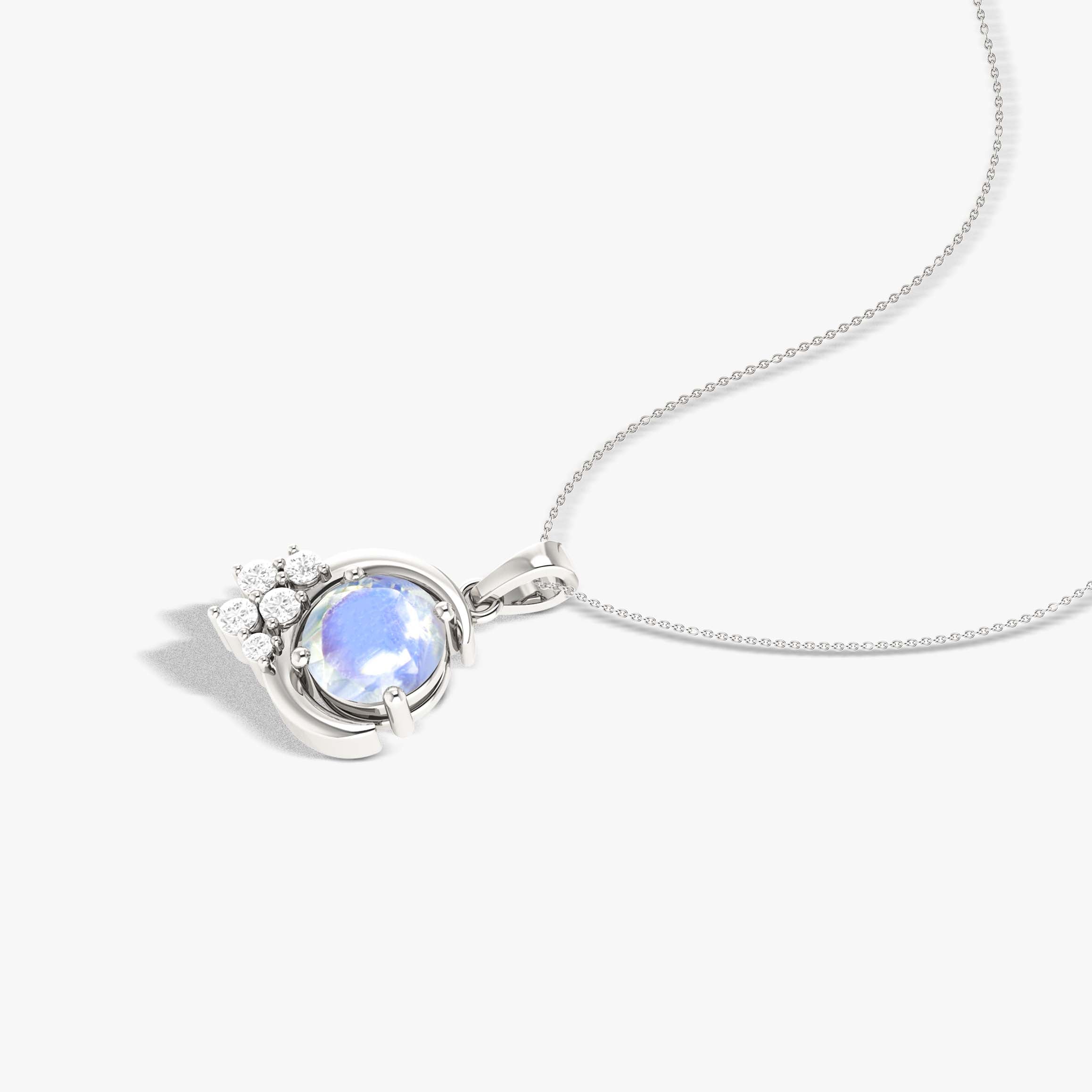 Natural Moonstone Moon Charm Pendant Necklace for Women - Healing Crystal Jewelry for Spiritual Protection & Positive Energy - Perfect for Meditation, Yoga & Boho Fashion