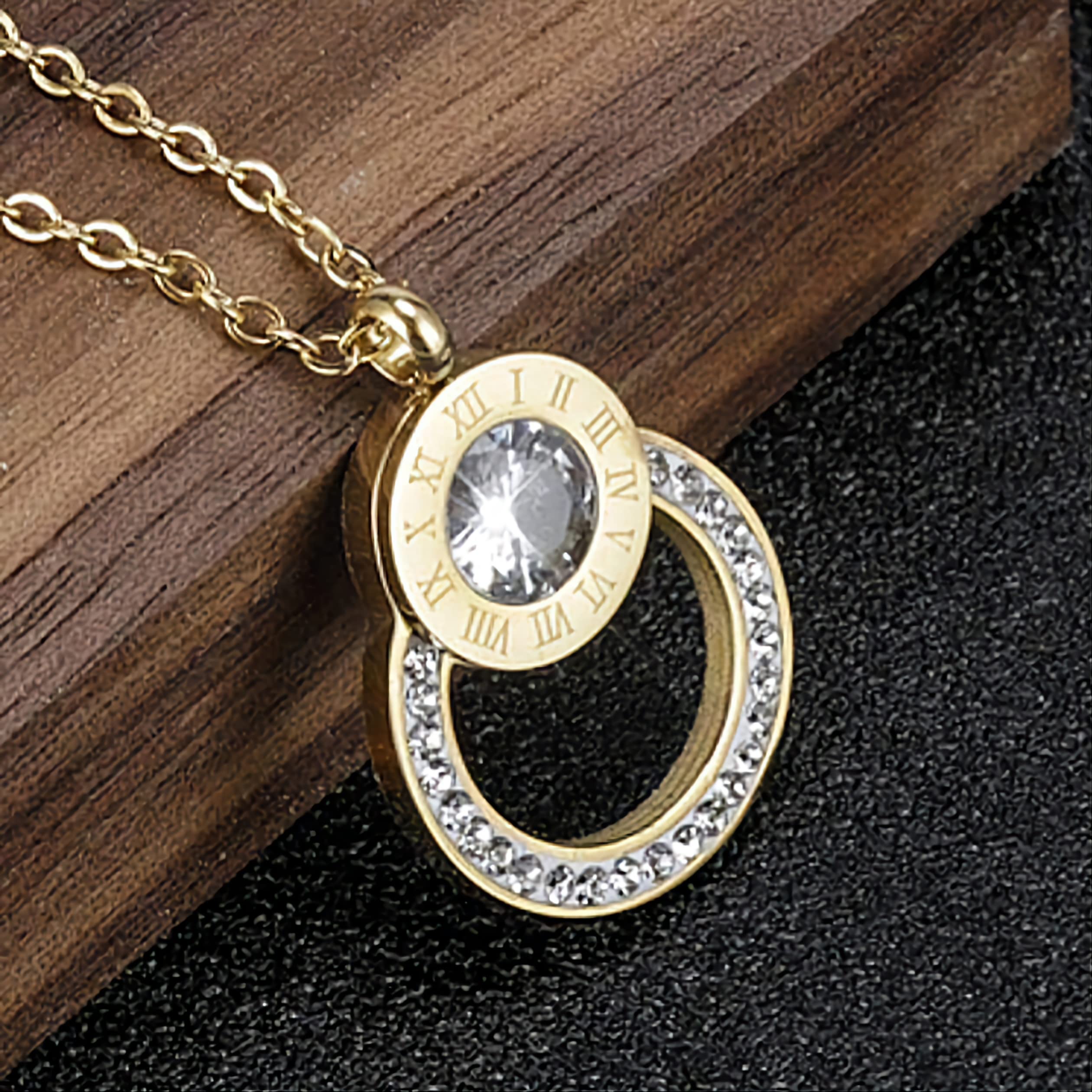 Stainless Steel Gold Plated Dainty Roman Numerals Pendant Necklace - Perfect for Everyday Wear, Gifts, and Special Occasions