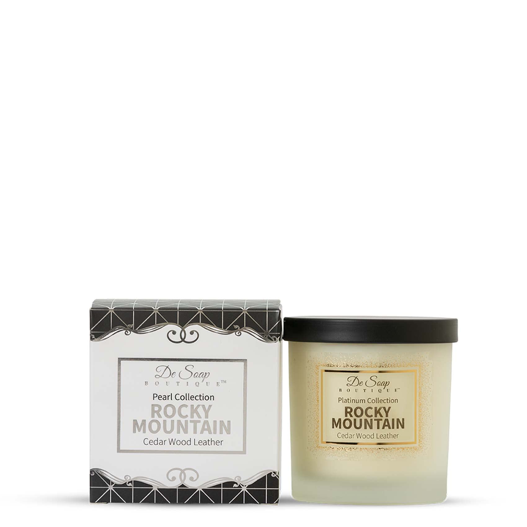 De Soap Boutique Rocky Mountain Cedar Wood & Leather Scented Soy Wax Candle - Slow Burning, All Natural, Handmade for Home, Office & Relaxation - Perfect for Aromatherapy, Gifts & Cozy Ambiance