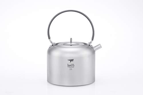 Keith Titanium Ti3907 1.5L Lightweight Camping Kettle - Portable Water Boiler for Outdoor Adventures, Hiking, Backpacking & Emergency Preparedness