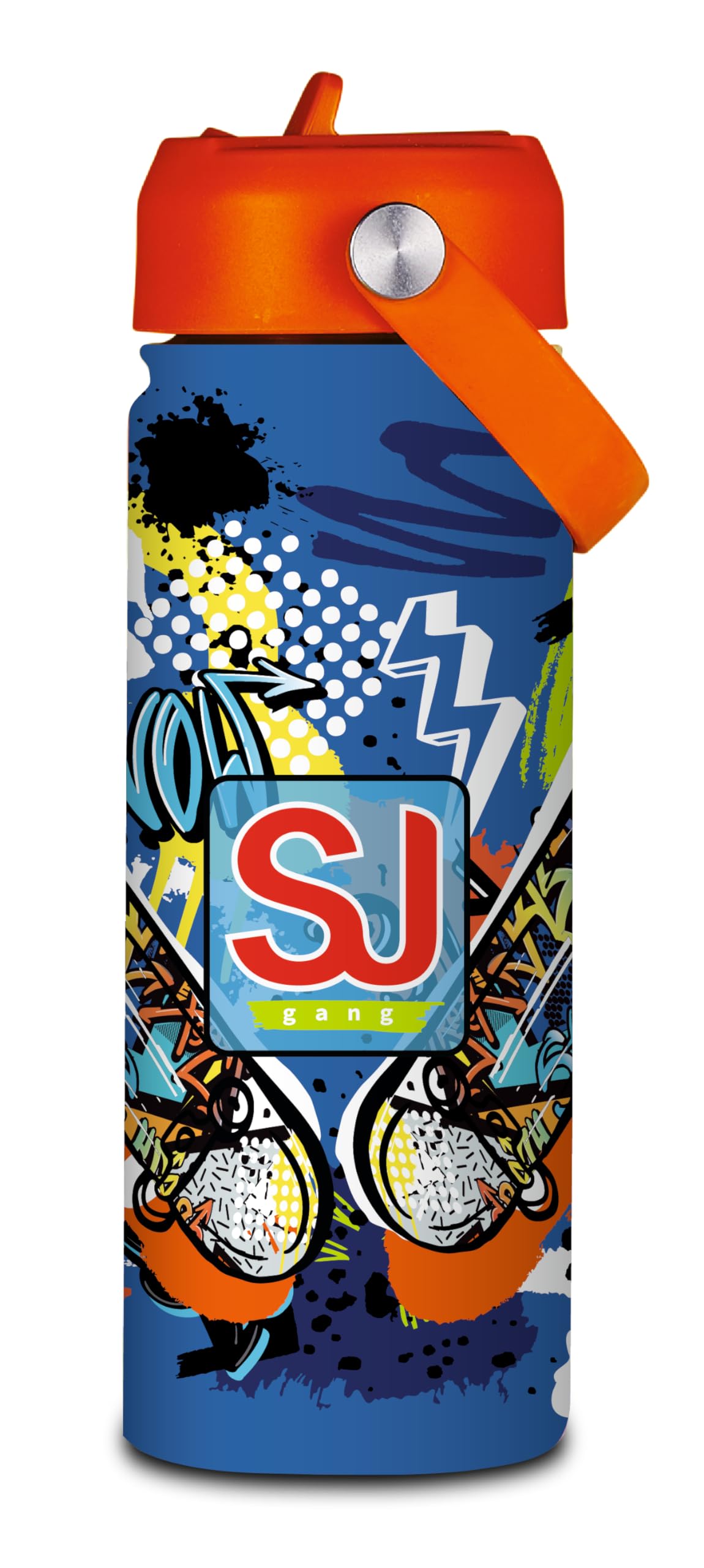 Insulated Stainless Steel Water Bottle 500ml with Straw - Sj Gang/SEVEN Skate Design - Perfect for School, Gym & Outdoor Activities