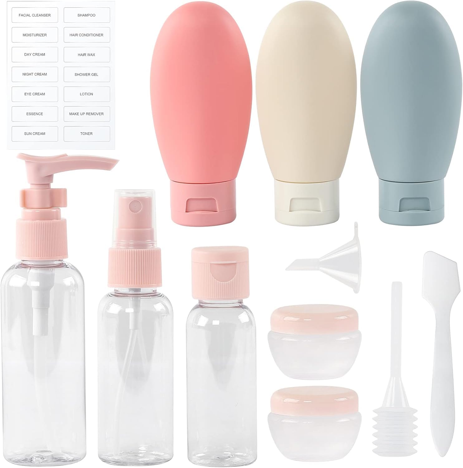 12Pcs Travel Bottle Set for Toiletries - Leak-Proof 60ml Squeezable Containers with Bag for Lotion, Shampoo & Skincare | Perfect for Air Travel, Gym, Camping & Vacation Essentials