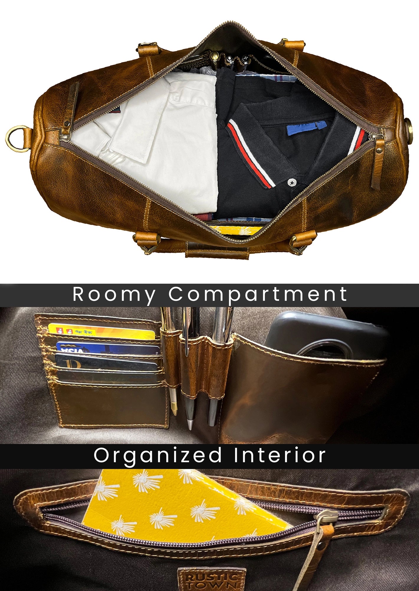 Premium Nando Adventure Leather Travel Duffle Bag for Men & Women - Waterproof Carry-On Weekender Bag with Shoulder Strap (Brown) - Perfect for Gym, Business Trips & Weekend Getaways