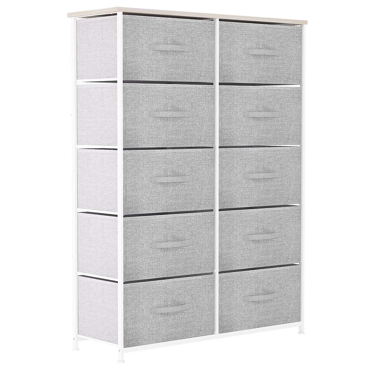 YITAHOME 10-Drawer Fabric Storage Tower Organizer - Foldable Closet Dresser for Bedroom, Living Room, Nursery & Office - Space-Saving Grey Storage Unit (8 Drawers, Light Grey) - Perfect for Clothes, Toys & Home Organization