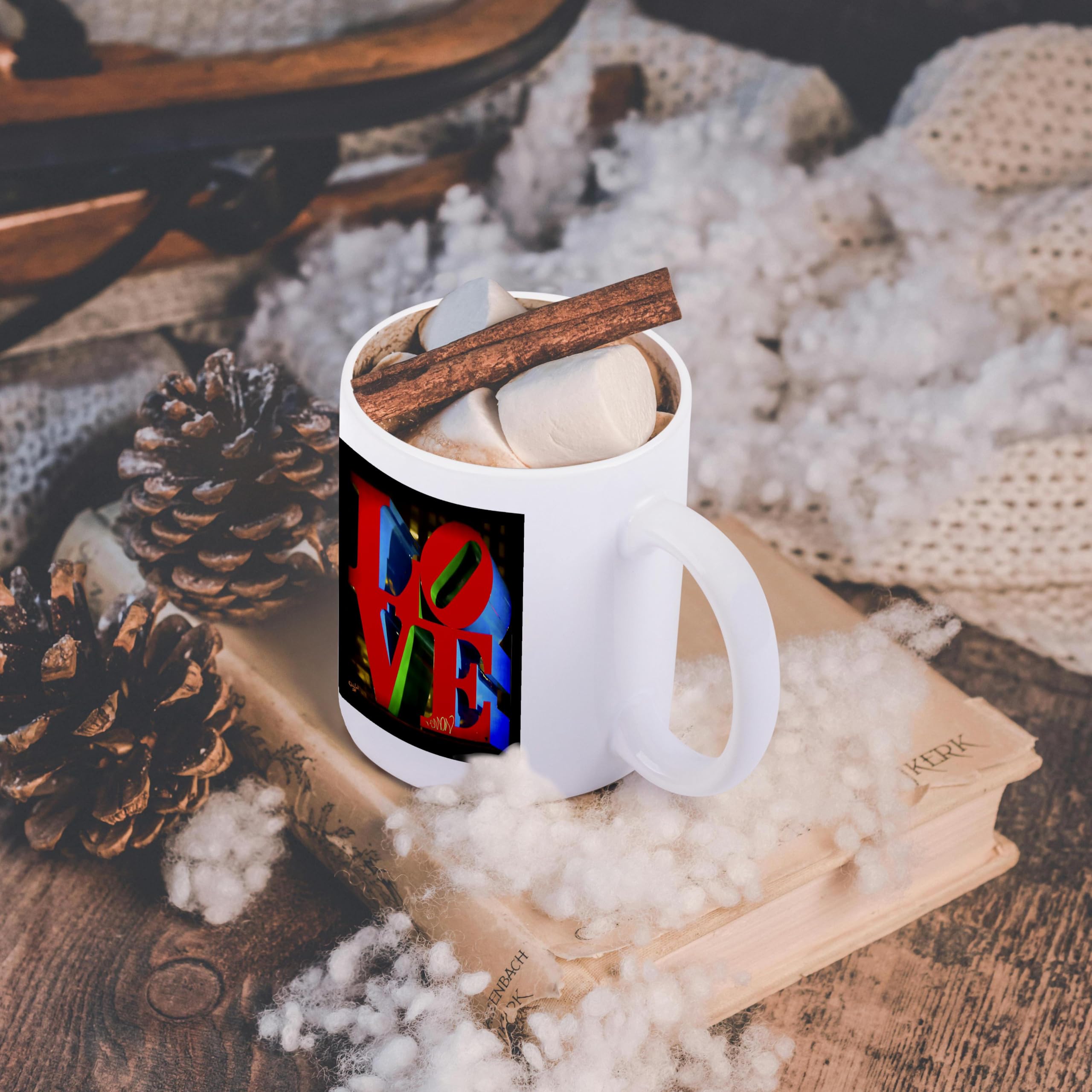 3D Rose Sculpture Love Philadelphia Ceramic Mug - 15 oz Coffee Cup with Handle, Gift for Valentine's Day, Anniversary, Couples - Perfect for Home, Office, Coffee Shops
