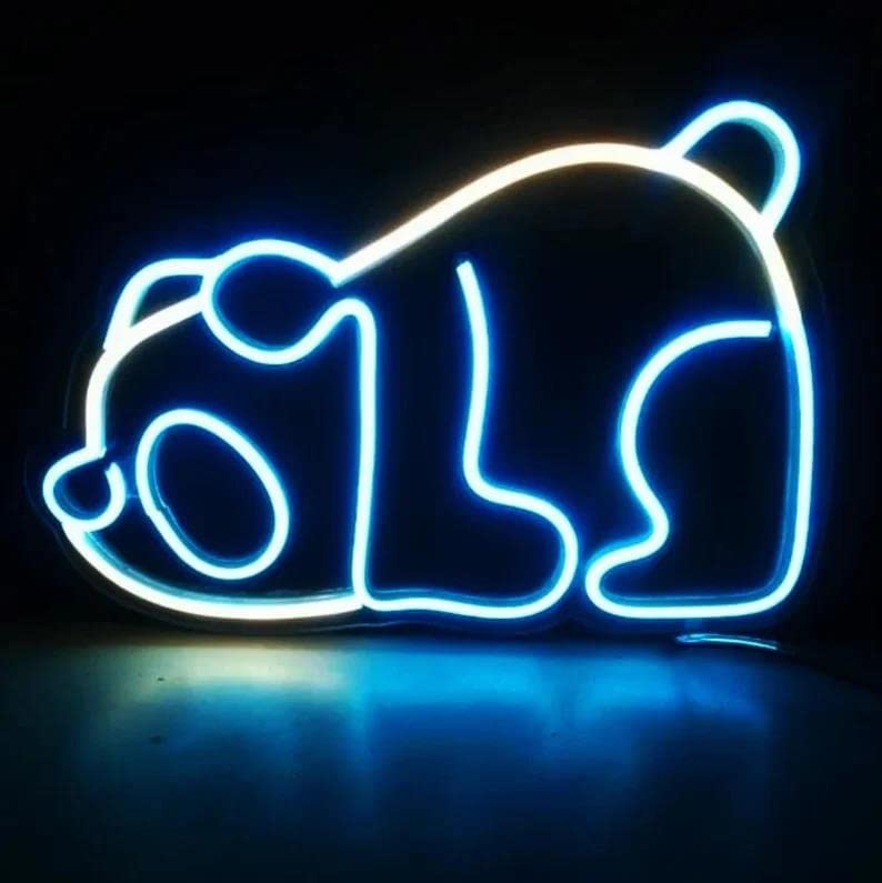 Custom Panda Neon Sign LED Light - Personalized Anime Wall Decor for Bedroom, Game Room & Office - 40cm Cute Neon Light Gift for Birthday, Wedding & Home Decoration