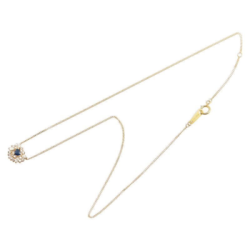 18K Yellow Gold Sapphire Diamond Heart Pendant Necklace for Women - Elegant Jewelry Gift for Valentine's Day, Anniversary & Special Occasions