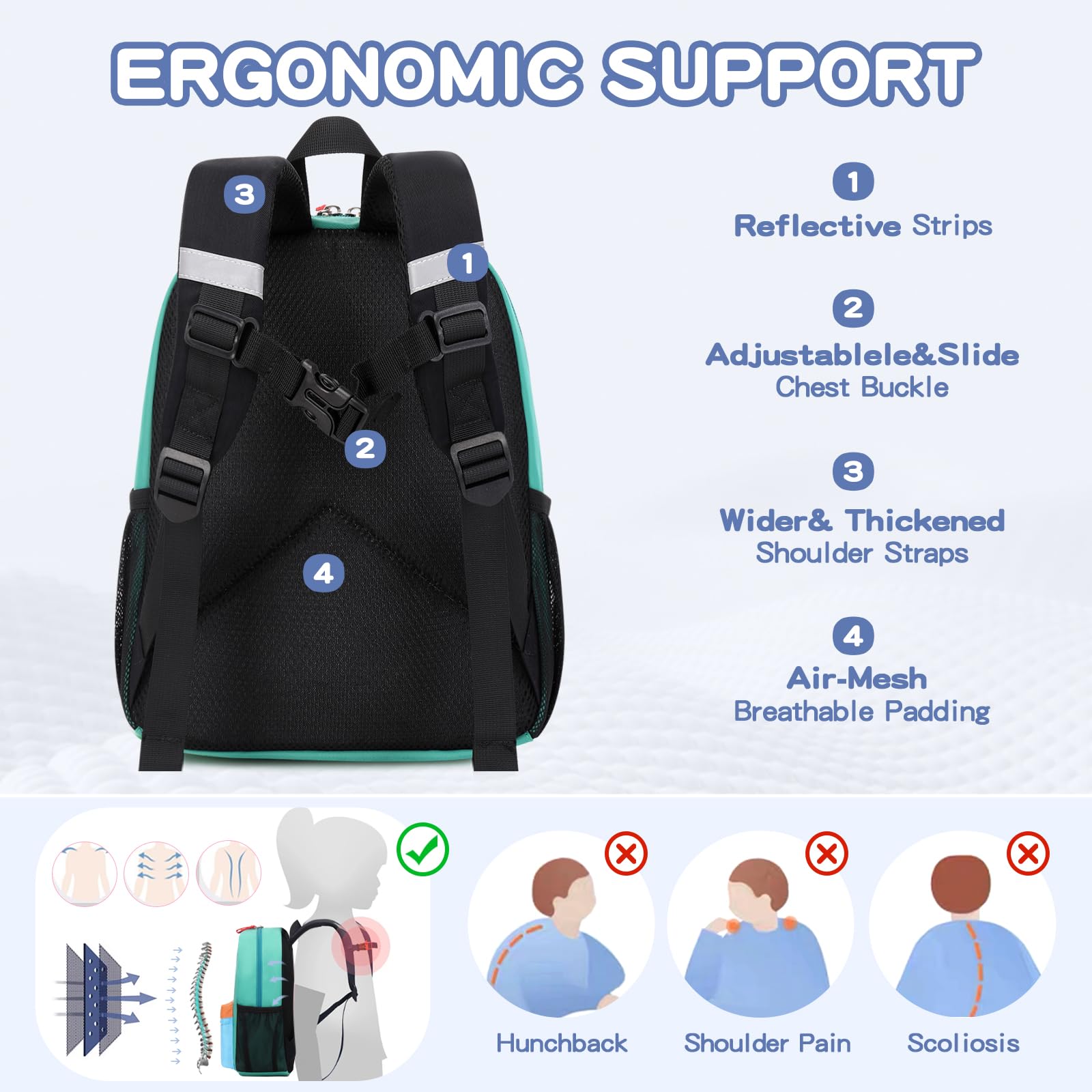 16'' Lightweight Kids Backpack for Boys & Girls - Durable School Bookbag for Elementary & Middle School Students Ages 5-14 - Lake Green & Blue Large Size Backpack - Perfect for School, Travel & Daily Use