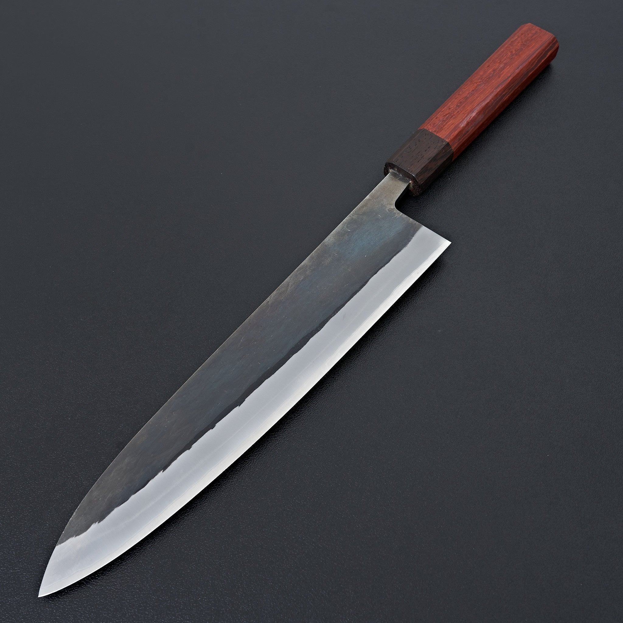 Hitohira TD Blue #2 Stainless Clad Kurouchi Gyuto 240mm Japanese Chef Knife with Padauk Handle - Professional Kitchen Knife for Slicing, Dicing & Meat Cutting