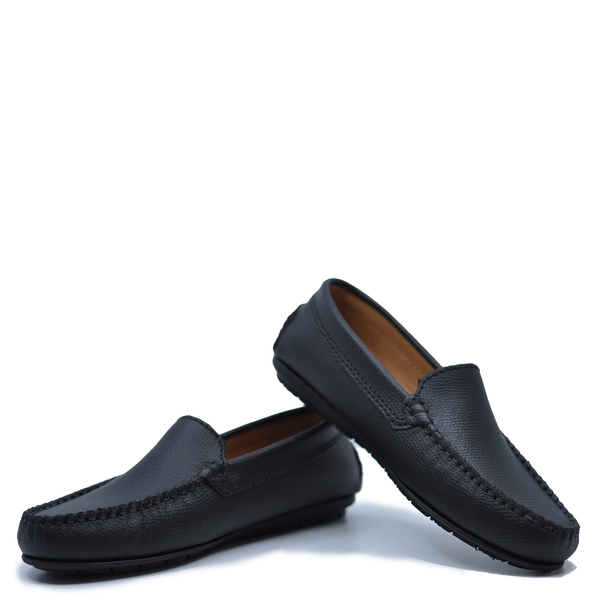 Men's Atlanta Black Pebbled Leather Loafers - Comfortable Slip-On Moccasin Shoes for Business Casual & Office Wear