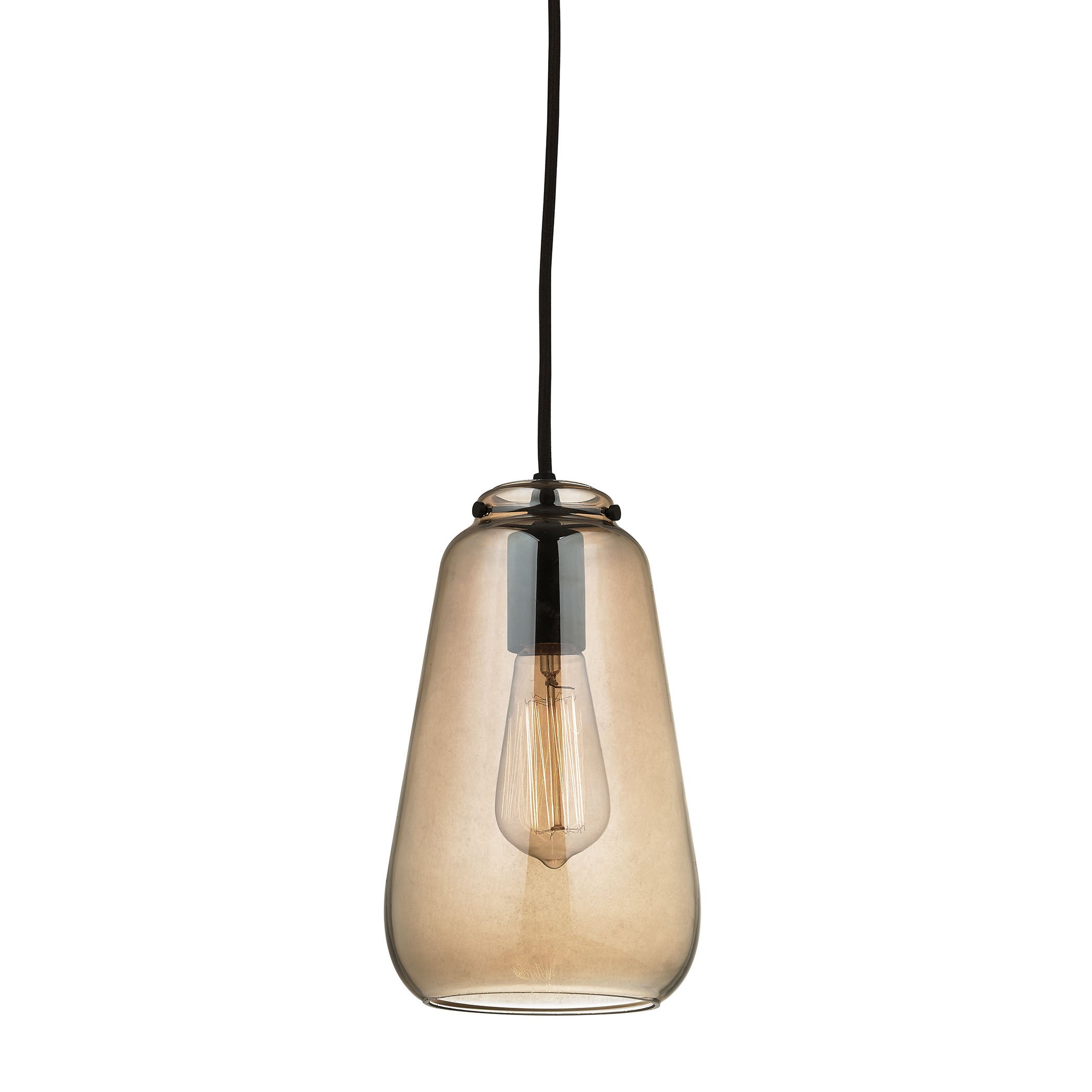 Elk Lighting 10433/1 Amber Glass Ceiling Pendant Light Fixture - Vintage Industrial Style for Dining Room, Kitchen Island & Bedroom Lighting