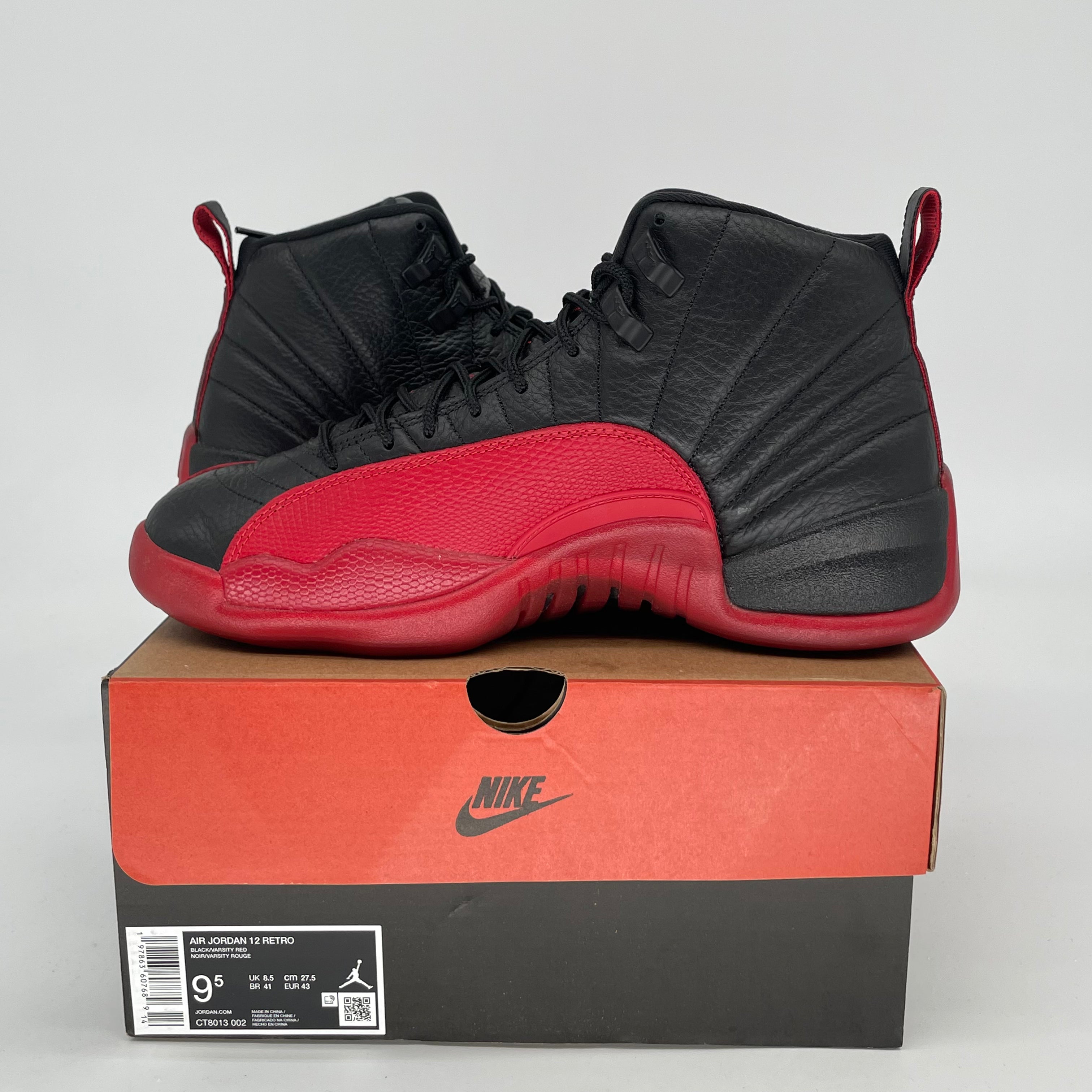 AIR JORDAN 12 FLU GAME Basketball Shoes Men's Size 9.5/11W Black Red Retro Sneakers CT8013-002 - Perfect for NBA Games, Streetwear & Sneaker Collection