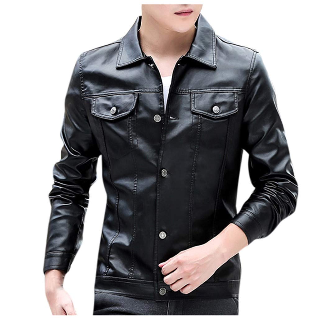 Men's Winter Leather Motorcycle Jacket - Biker Coat for Riding & Outdoor