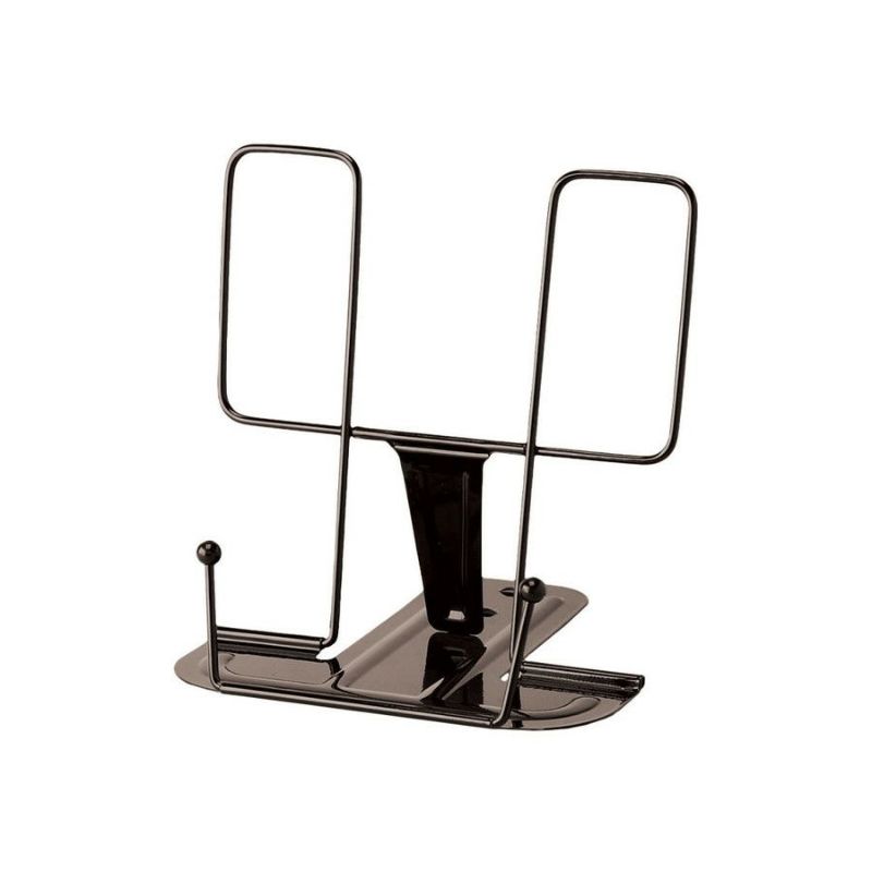 HIGHTIDE Metal Book Stand - Black | Adjustable Reading Holder for Desk, Cookbook, Textbook & Office Use