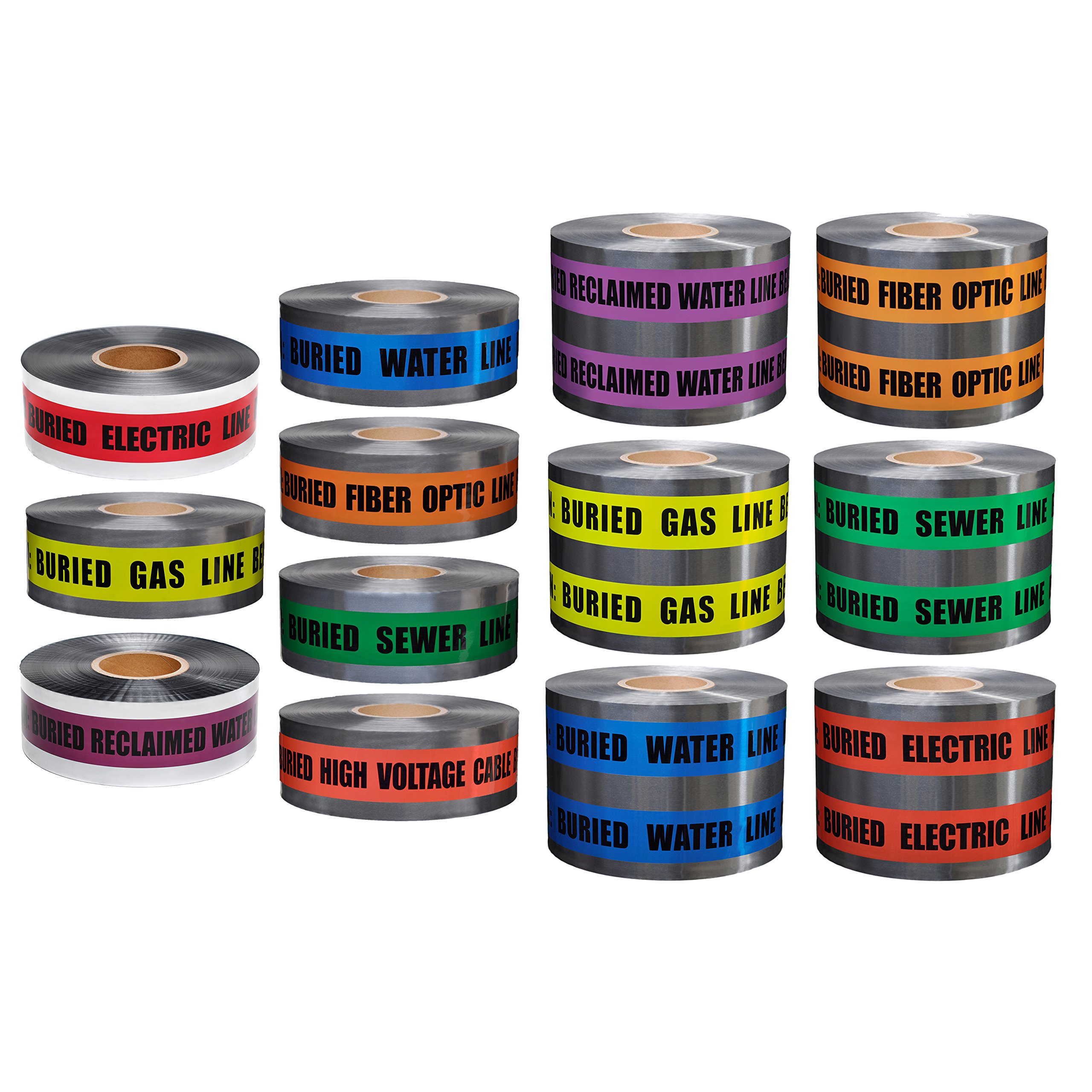 Presco Underground Detectable Warning Tape - 6 Inch x 1000 Feet, Purple with Black Printed 