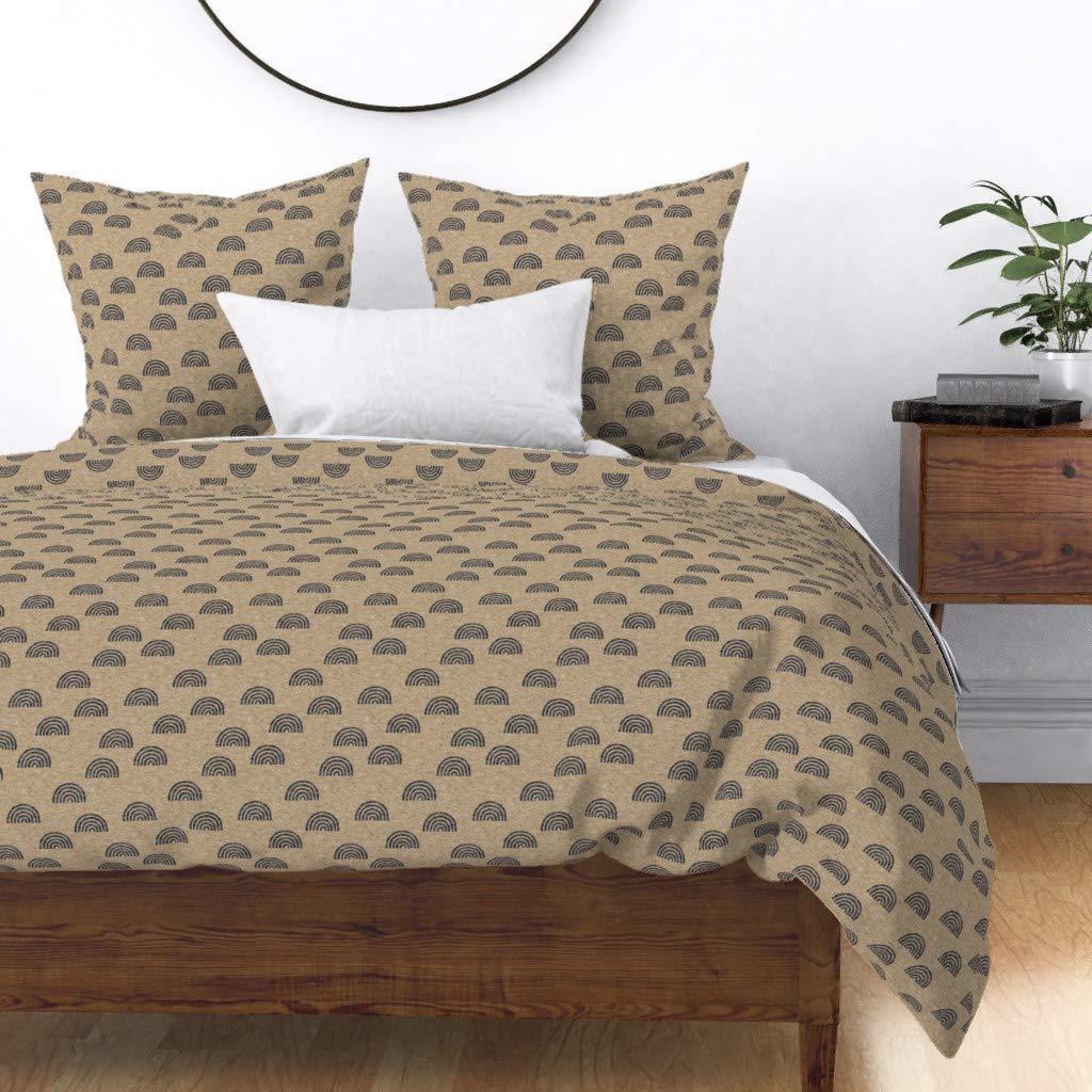 Custom Spoonflower Cotton Sateen Duvet Cover King/California King Size - Jersey Distressed Rainbow Earth Tone Nature Print Gender Neutral Bedding | Perfect for Boho Chic Bedrooms, Nursery Decor & Sustainable Home Styling