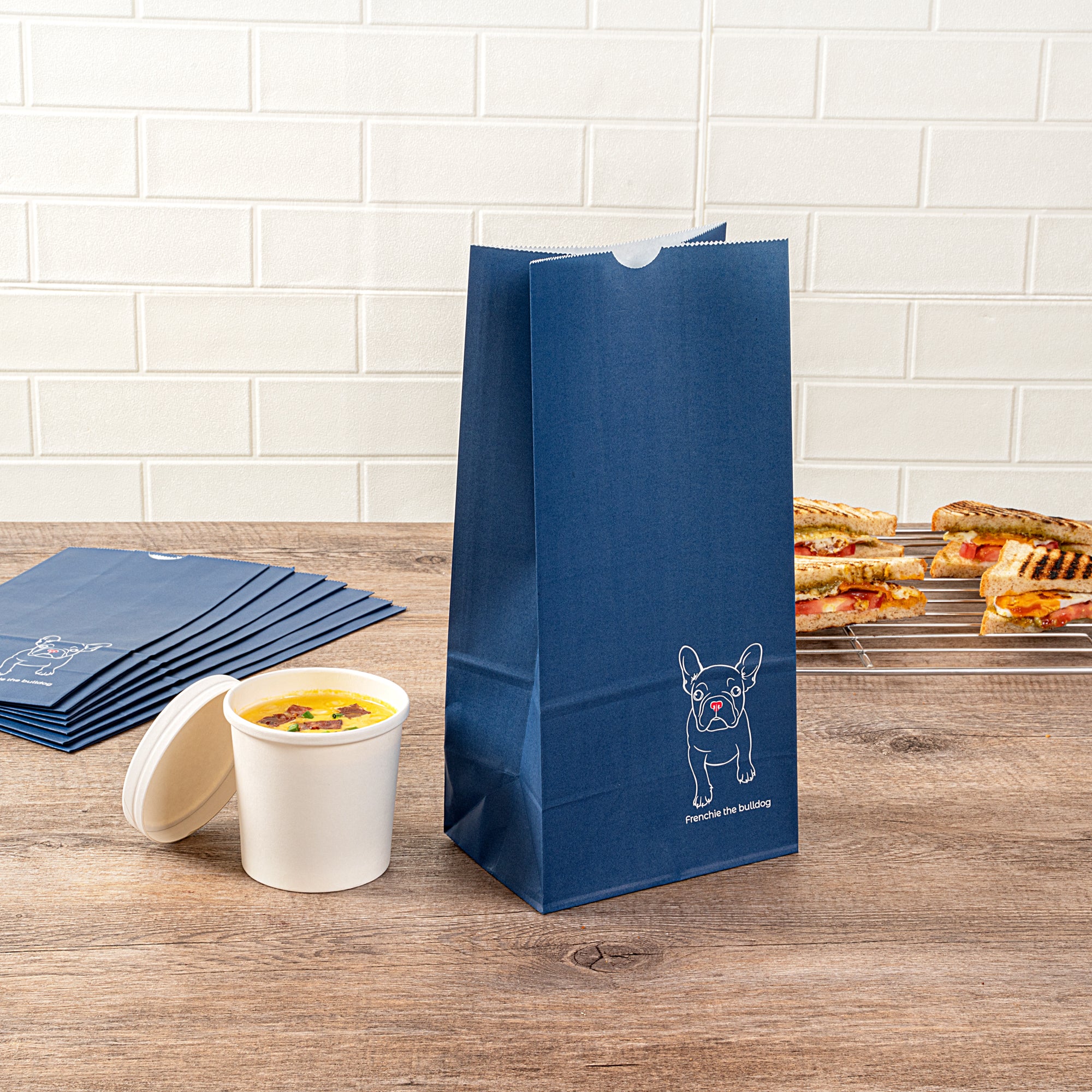 Frenchie Paper Bag 8 lb - 6 x 4 x 11.75 Inches - Pack of 100 | Eco-Friendly Kraft Paper Bags for Groceries, Takeout, Retail Packaging & Gift Wrapping