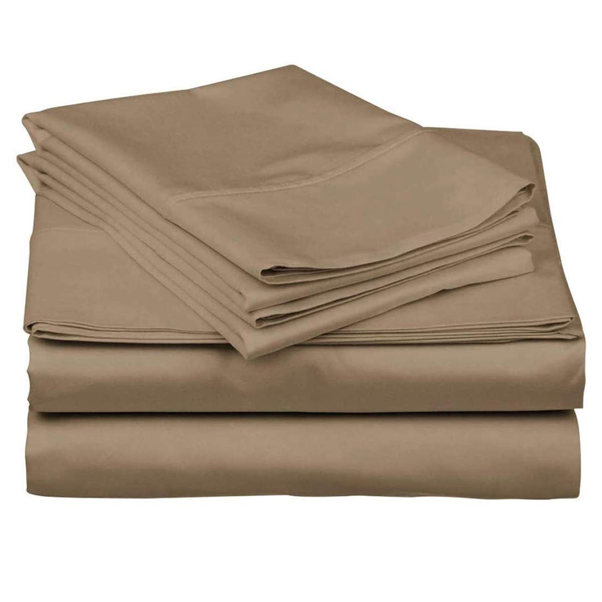 Luxury 500 Thread Count 100% Long Staple Cotton Hotel Bed Sheets Set - Queen Size 4-Piece (Fitted Sheet, Flat Sheet, 2 Pillowcases) - Ultra Soft Sateen Weave Bedding in Taupe - Perfect for Hotels, Guest Rooms & Upscale Home Bedrooms