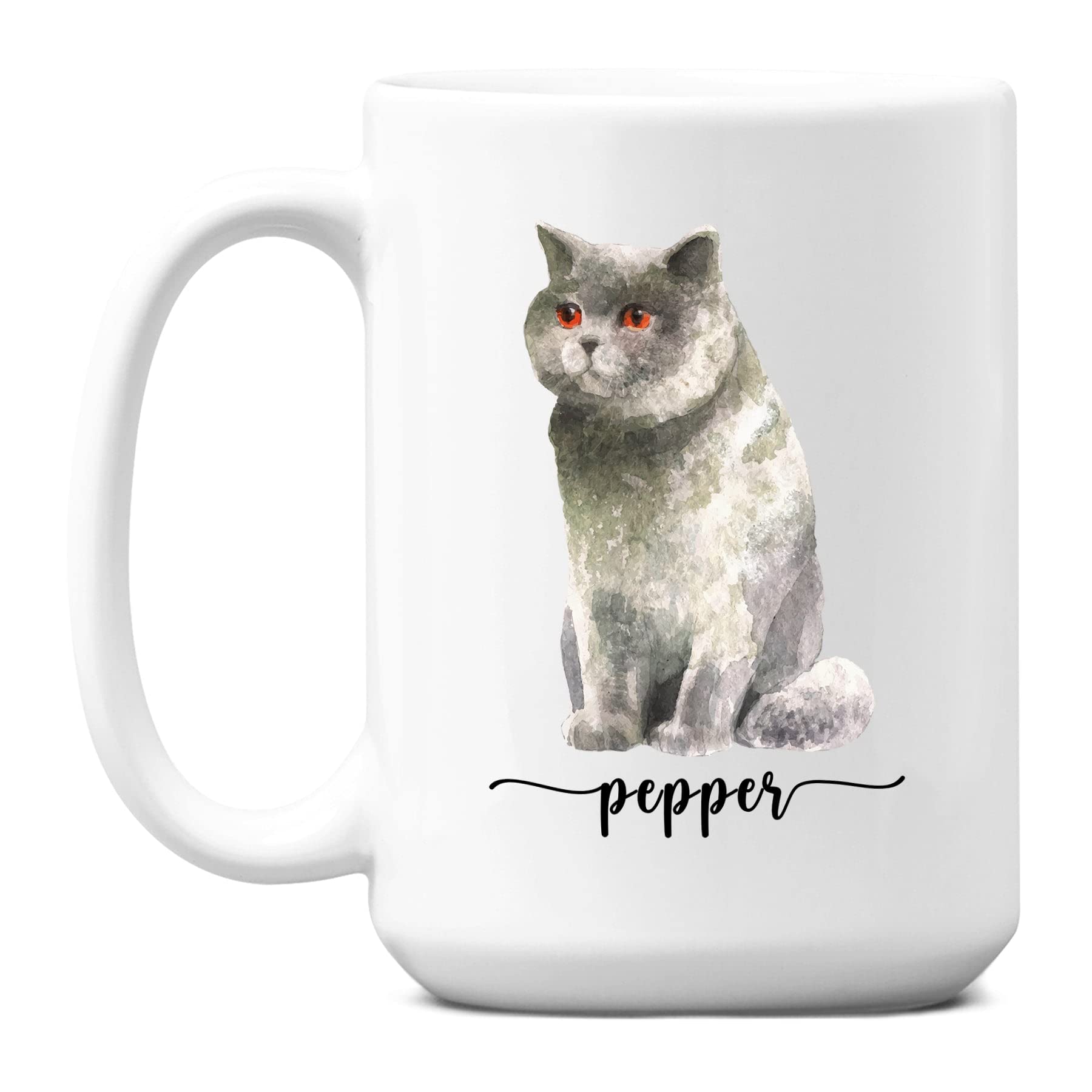 **Personalized British Shorthair Cat Mug - Custom Name Funny Coffee Cup for Cat Lovers, Cat Mom & Dad - 11oz & 15oz White Ceramic Teacup - Perfect for Home, Office & Gifts**
